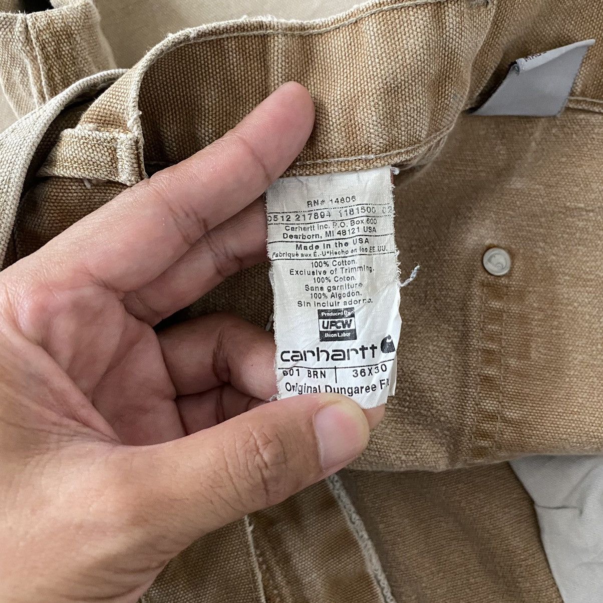 Carhartt VTG Carhartt Double Knee Faded Tan Dirty Carpenter Pants Size US 35 - 23 Thumbnail