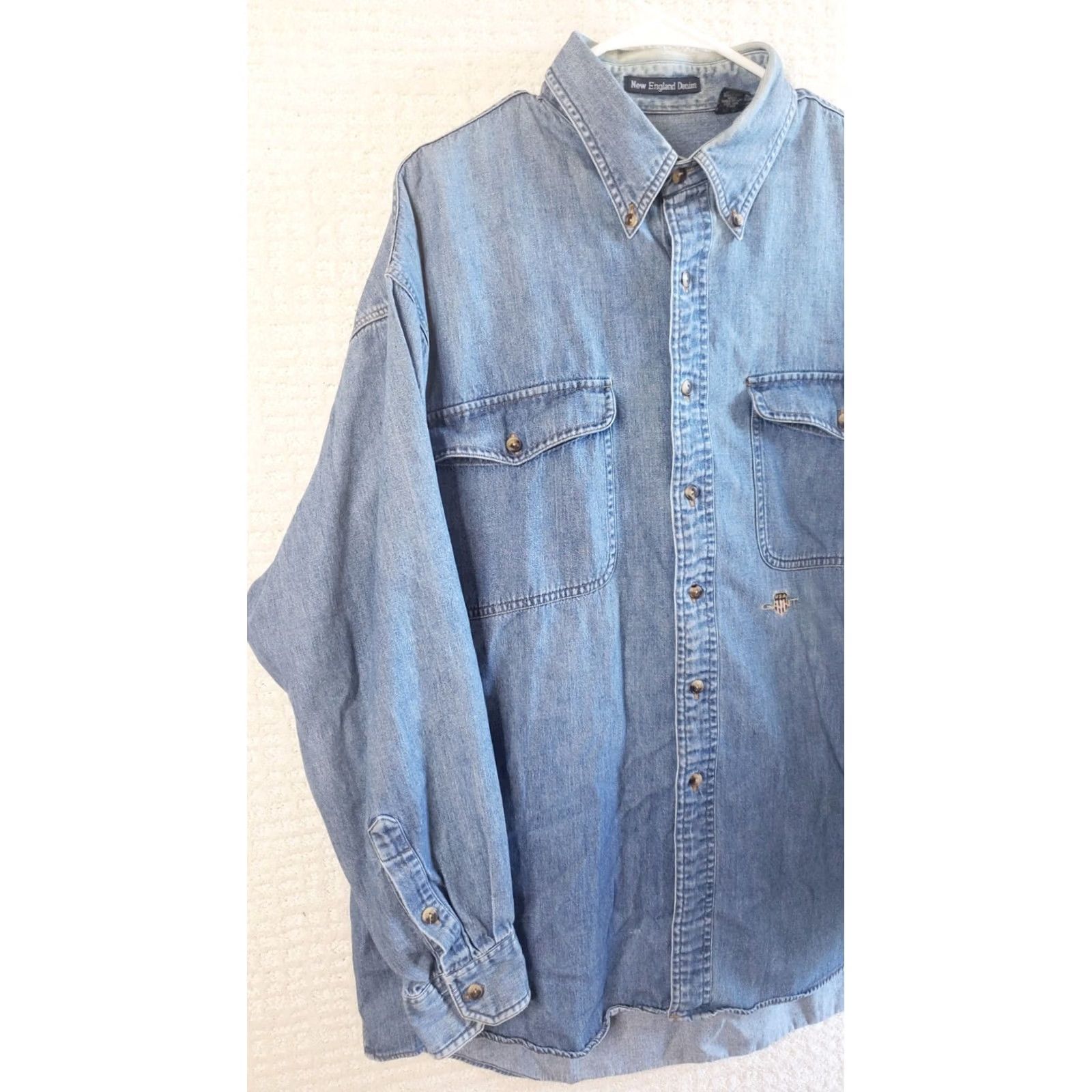 Gant GANT Button-Up Shirt Denim Blue Large Long Sleeve Mens Regular Fit Size US L / EU 52-54 / 3 - 6 Thumbnail