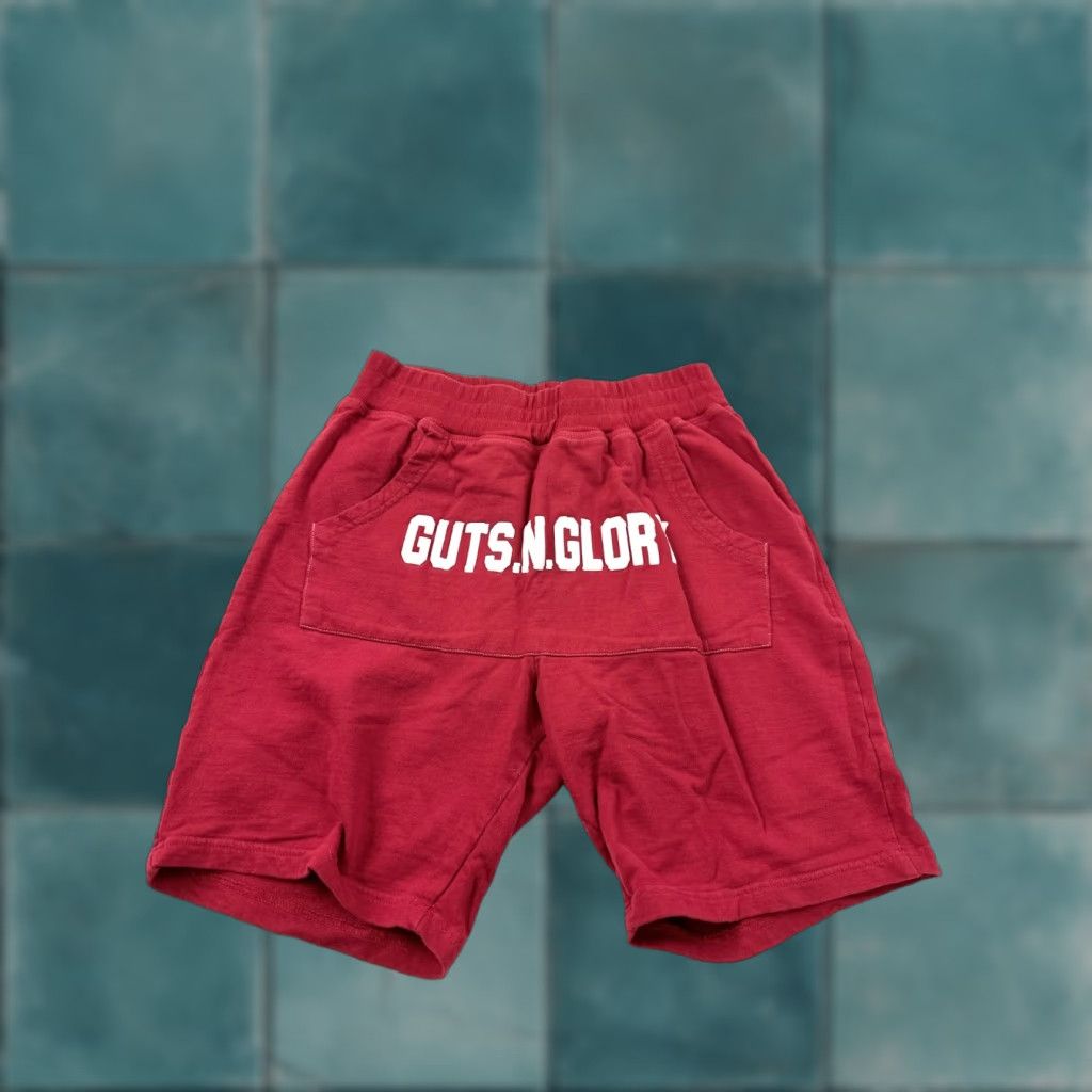 Vintage Guts N Glory Shorts Mens Small Red Sweat 7" Inseam Elastic Waist Casual Athletic Fit Size US 29 - 1 Thumbnail
