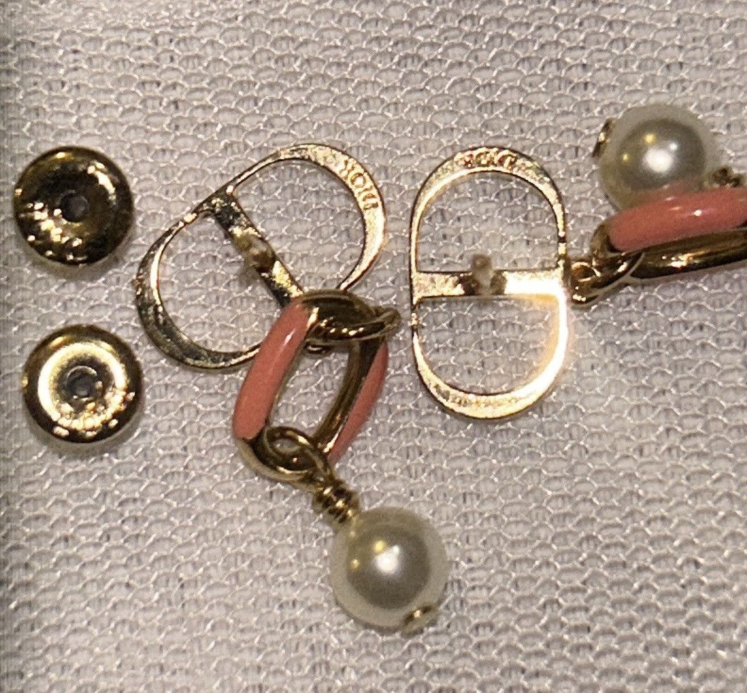 Dior Dior Dioriviera Petit CD Earrings Gold/Coral Size ONE SIZE - 4 Thumbnail