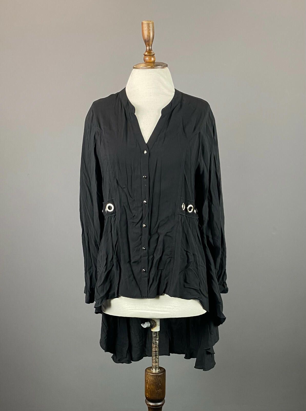 Designer Tredy Black V-Neck Button Down Tunic Dress Size 40 Size M / US 6-8 / IT 42-44 - 1 Thumbnail