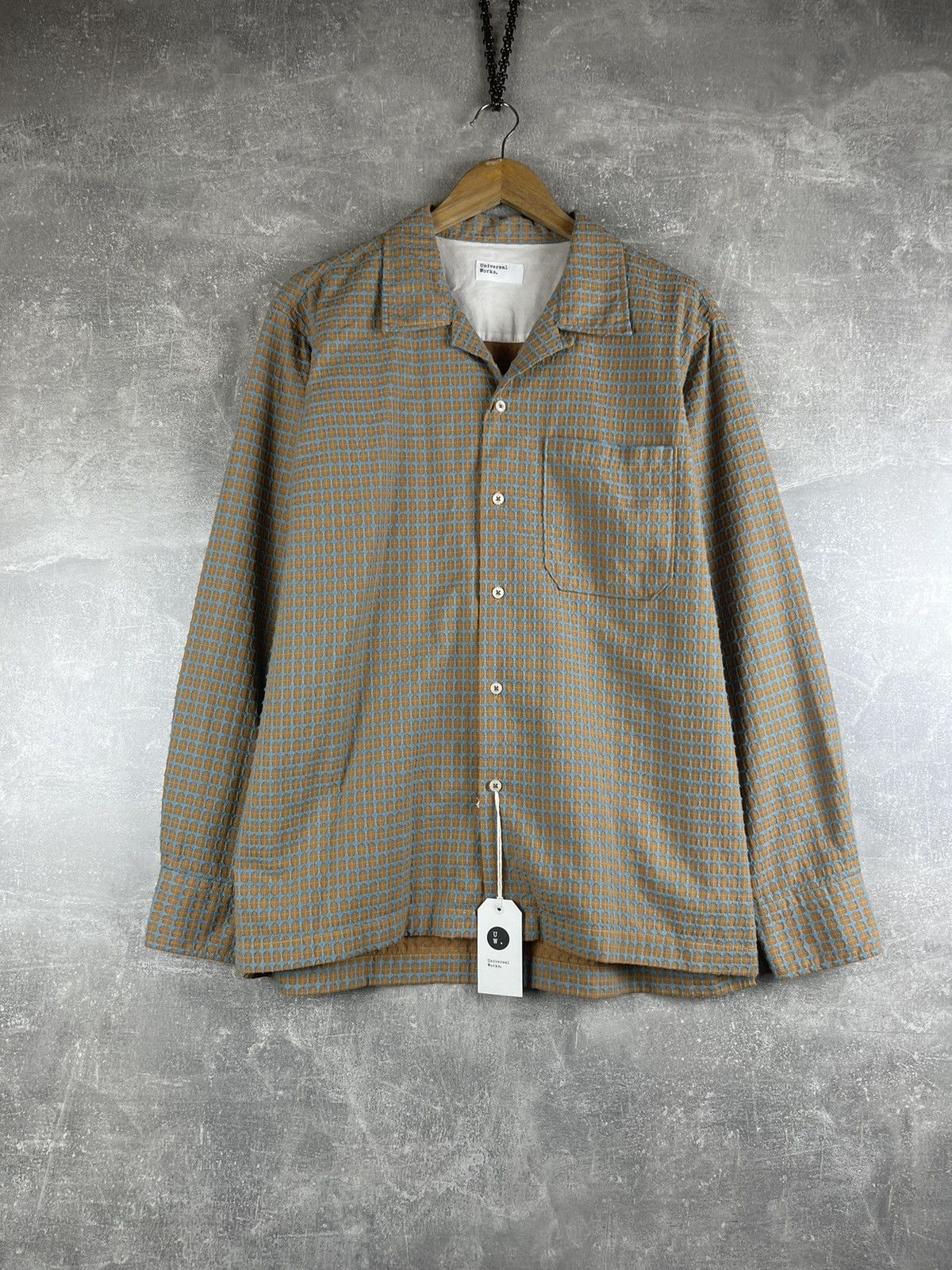 Universal Works Universal Works L.S Camp Shirt Sand Blue Deldos Cotton Size US M / EU 48-50 / 2 - 1 Thumbnail