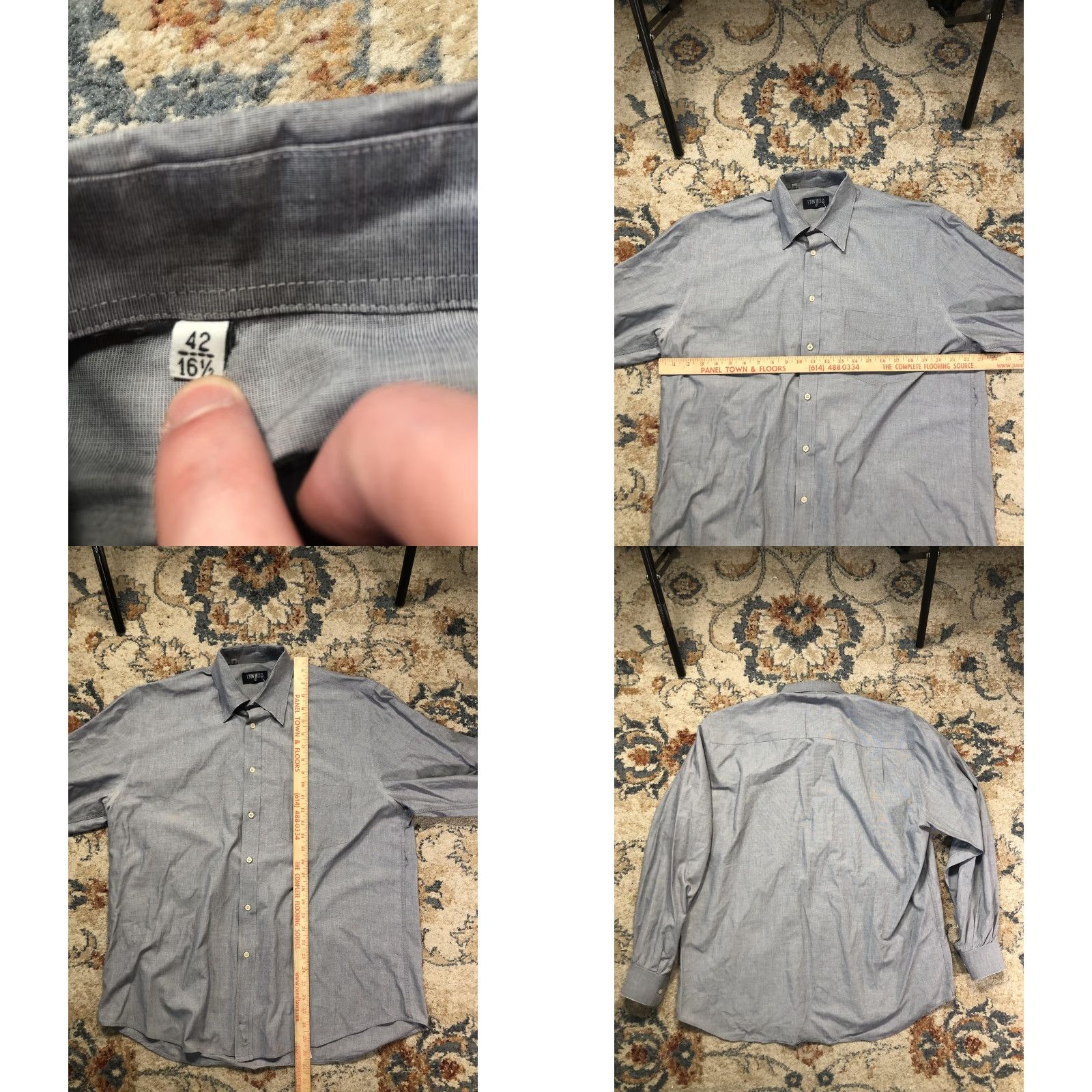 Eton Eton Blues Dress Shirt Mens 16.5 Blue Solid Long Sleeve Button Front Casual Shirt Size US XL / EU 56 / 4 - 8 Thumbnail