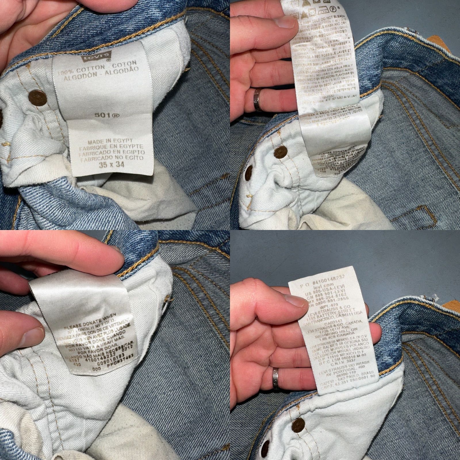 Levi's Levi's 501 Vintage Straight Jeans Blue Light Wash 35x34 Men Regular 90s 501 Series Comfort Jeans Size US 35 - 9 Thumbnail