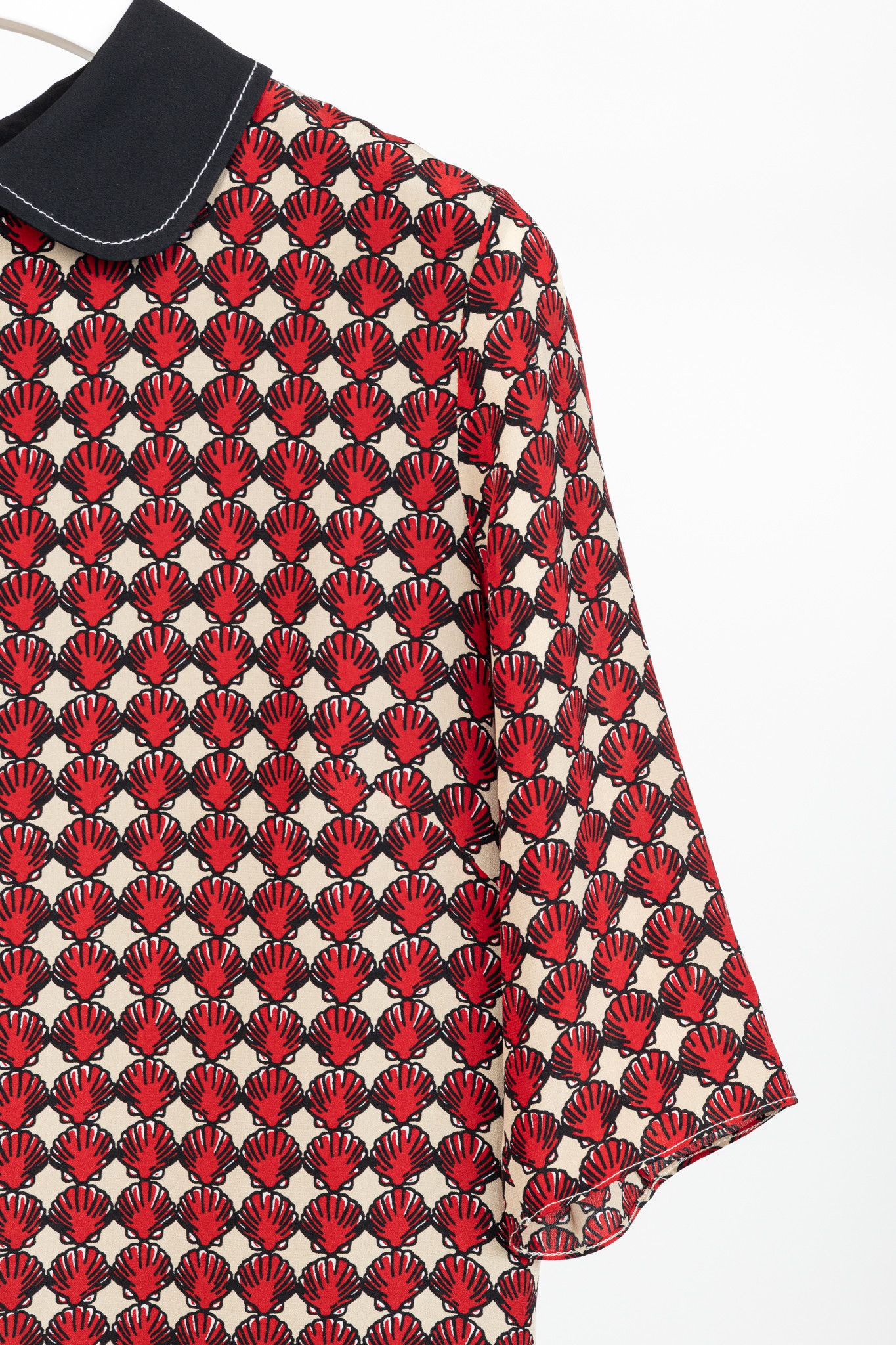 Marni Marni Red Silk-Crepe Seashell-Print Collared Shift Dress Size M / US 6-8 / IT 42-44 - 5 Thumbnail