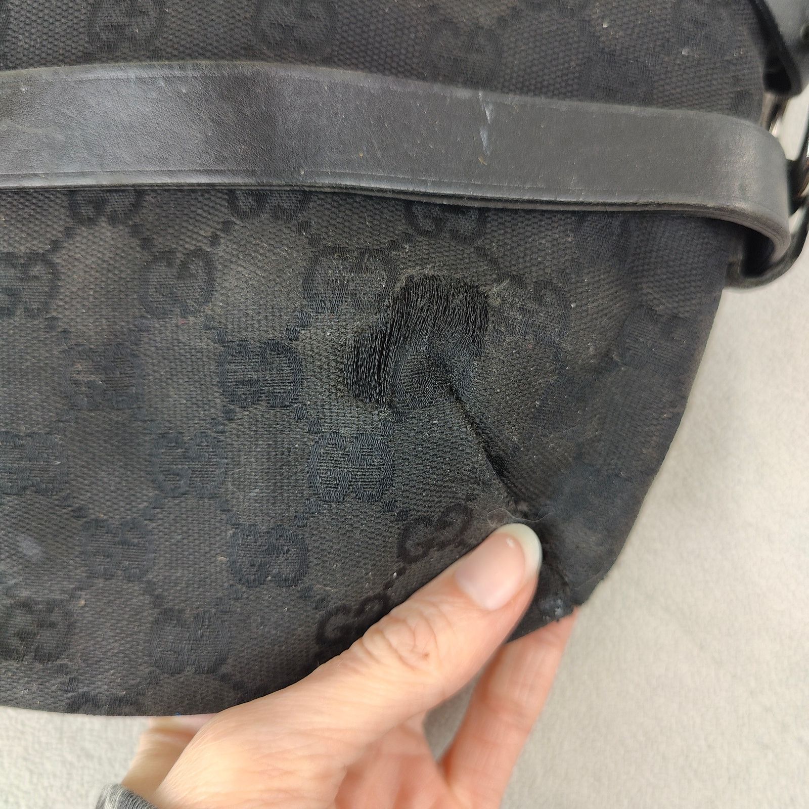 Gucci Gucci Black Monogram Shoulder Bag Black Canvas Leather Size ONE SIZE - 3 Thumbnail