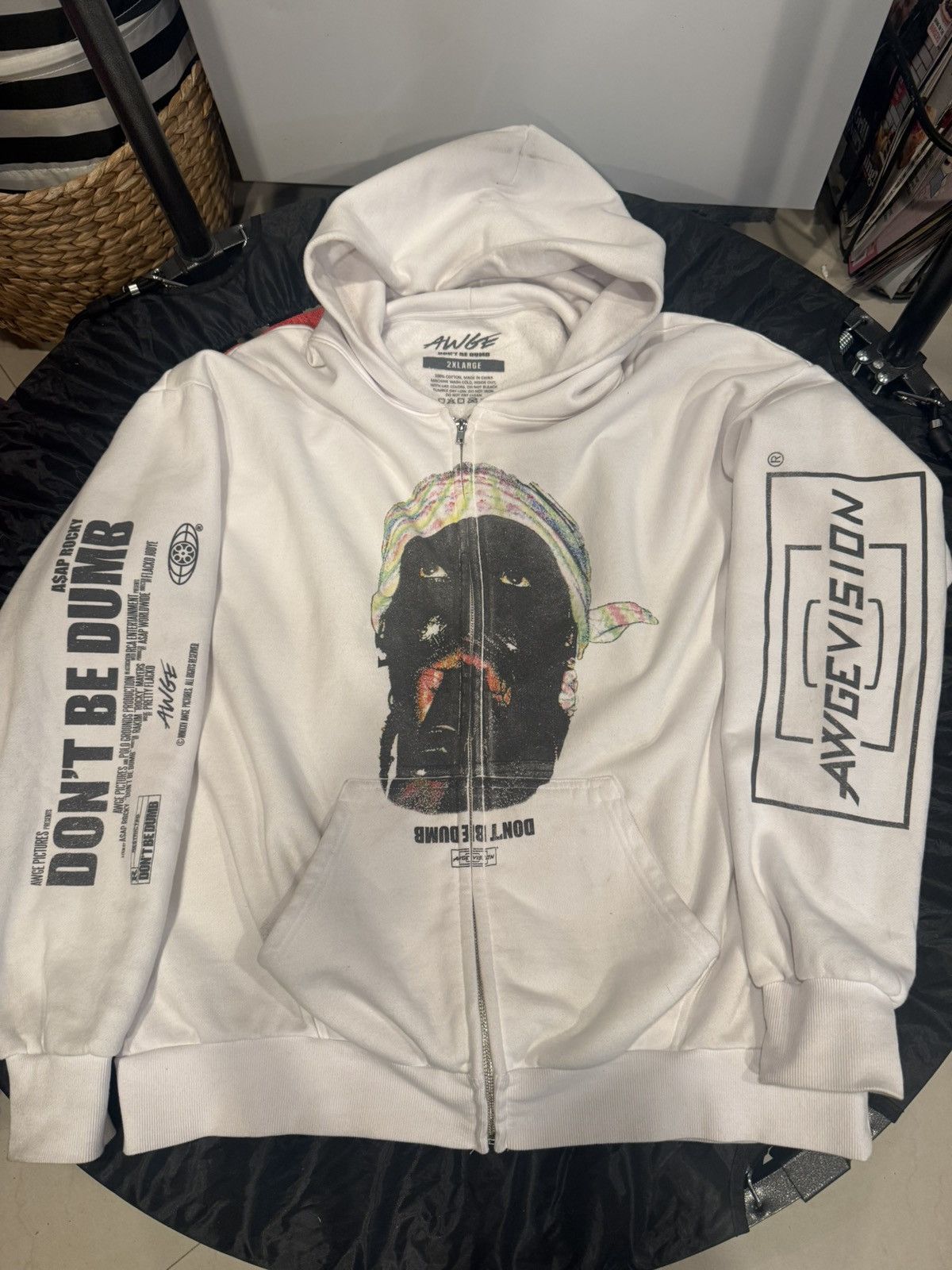 A$AP Rocky Dont Be Dumb Shirthead Zipup Hoodie XXL (white) Venticular Size US XXL / EU 58 / 5 - 1 Thumbnail