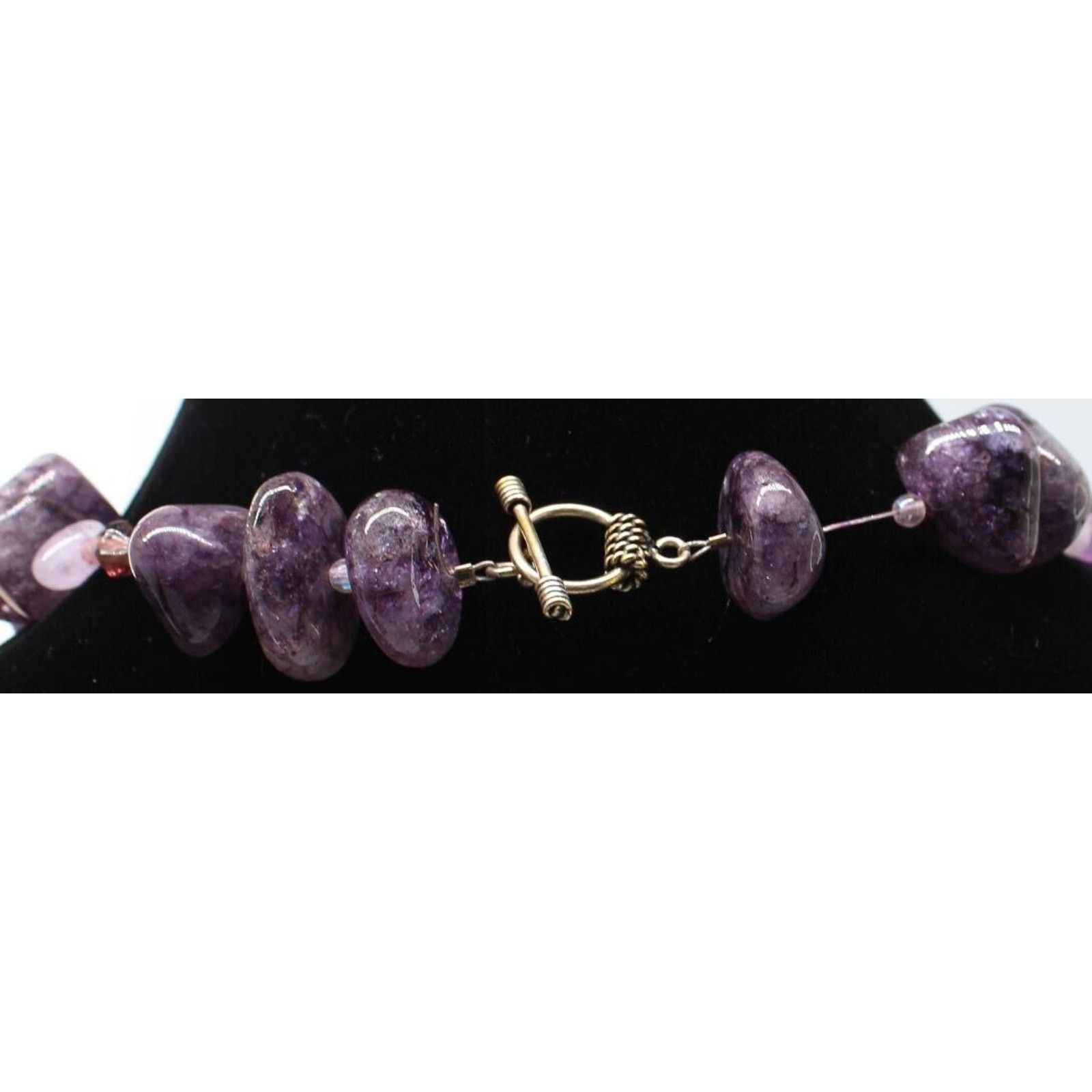 Other Big Chunky Purple Violet Genuine Amethyst Stone Necklace 20" Size ONE SIZE - 4 Thumbnail