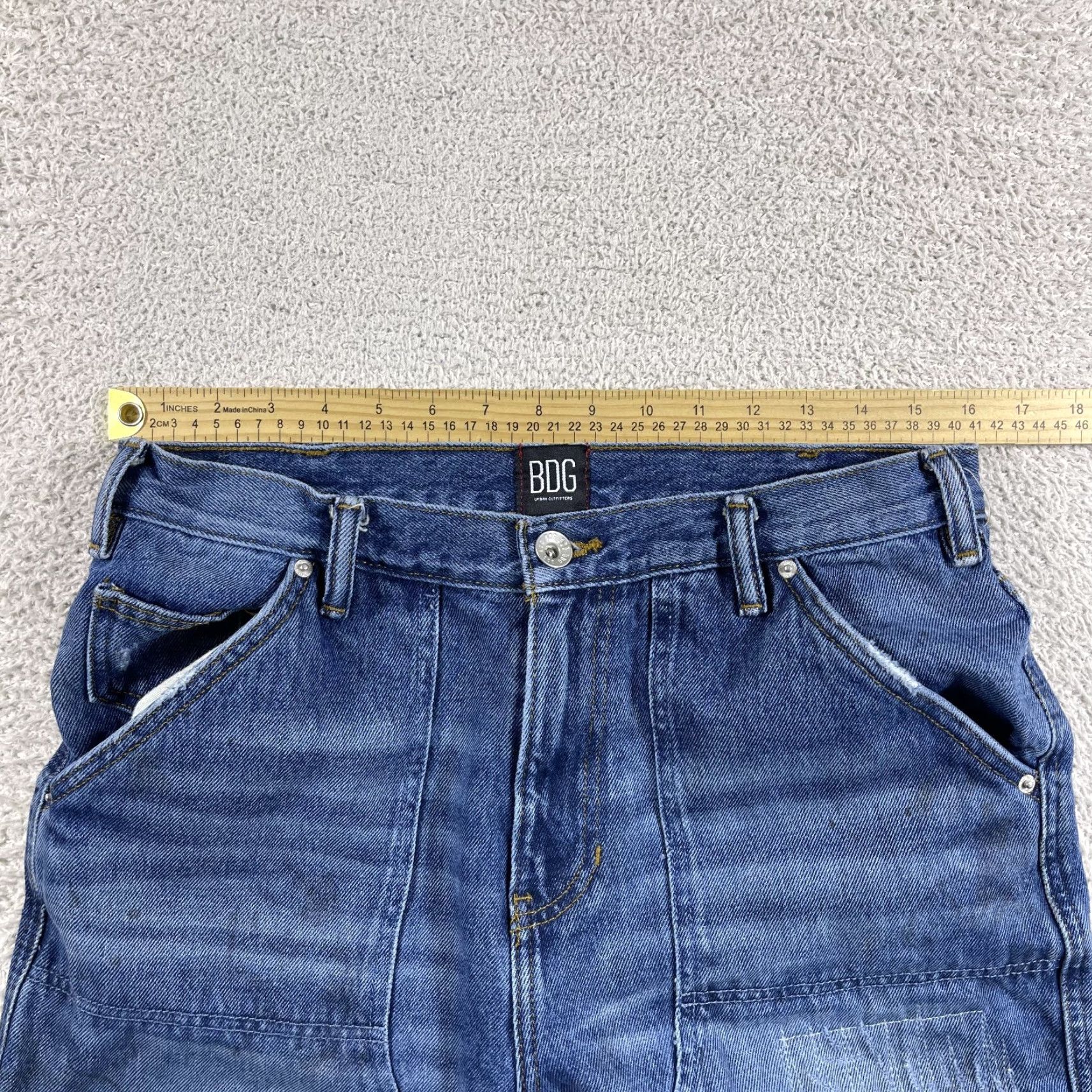Bdg BDG Double Knee Jeans Mens 32x30 Blue Cropped Work Skate Distressed Straight Denim 30 in Inseam 32 Waist Relaxed warp? Size US 32 / EU 48 - 6 Thumbnail