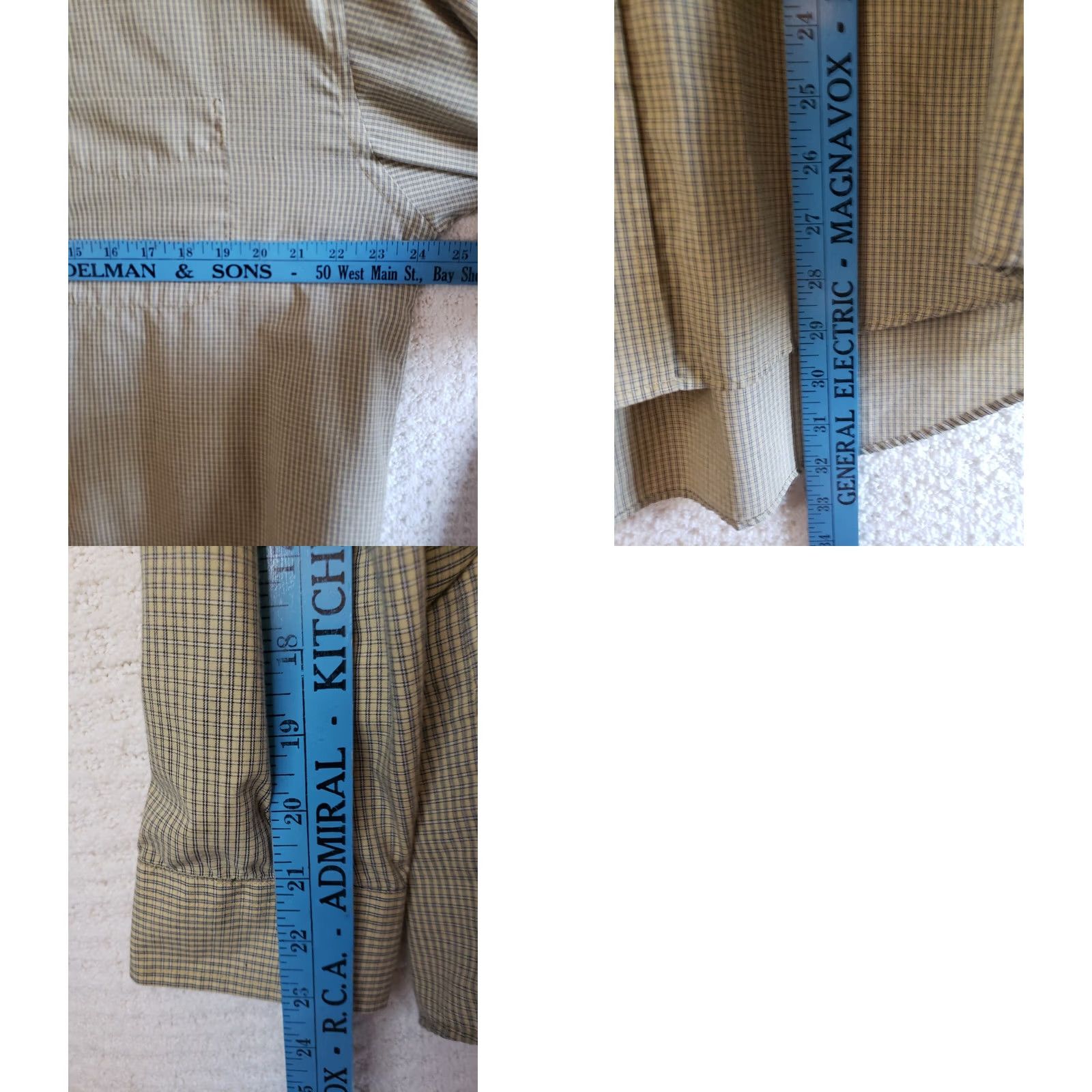 Van Heusen Van Heusen Dress Shirt Mens L Yellow Green Check 16-16.5" Neck Size 42R - 8 Thumbnail