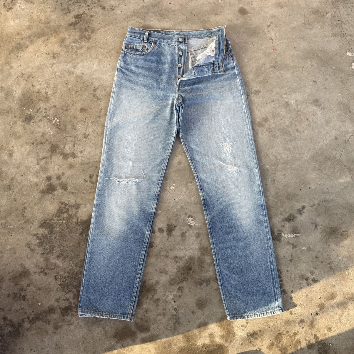 Levi's Vintage Clothing W30x30 Vintage Levi's 701 USA Faded Button Fly Denim Jean Size US 30 / EU 46 - 1 Thumbnail