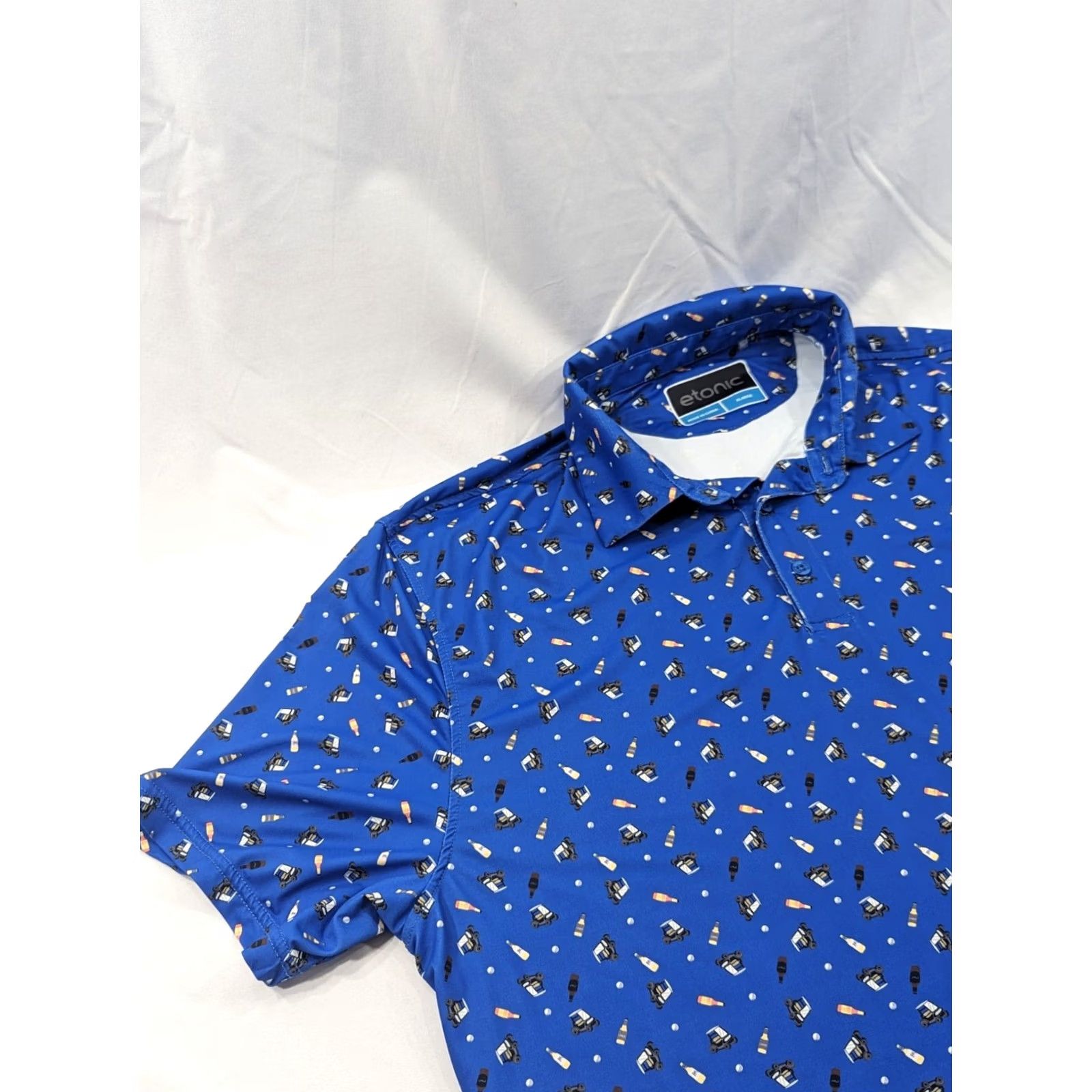 Vintage Etonic Polo Shirt Mens XL Blue Golf Cart Beer Print Athletic Performance Shirt Size US XL / EU 56 / 4 - 2 Thumbnail