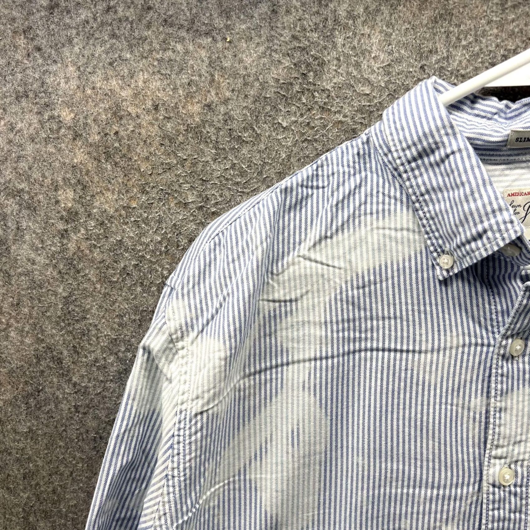 J.Crew J.Crew Shirt Mens Large Blue Stripe Slim Untucked Button Front Long Sleeve Size US L / EU 52-54 / 3 - 3 Thumbnail
