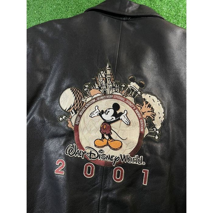 Disney Vintage Disney Large Leather Black Mickey Varsity Jacket | Grailed