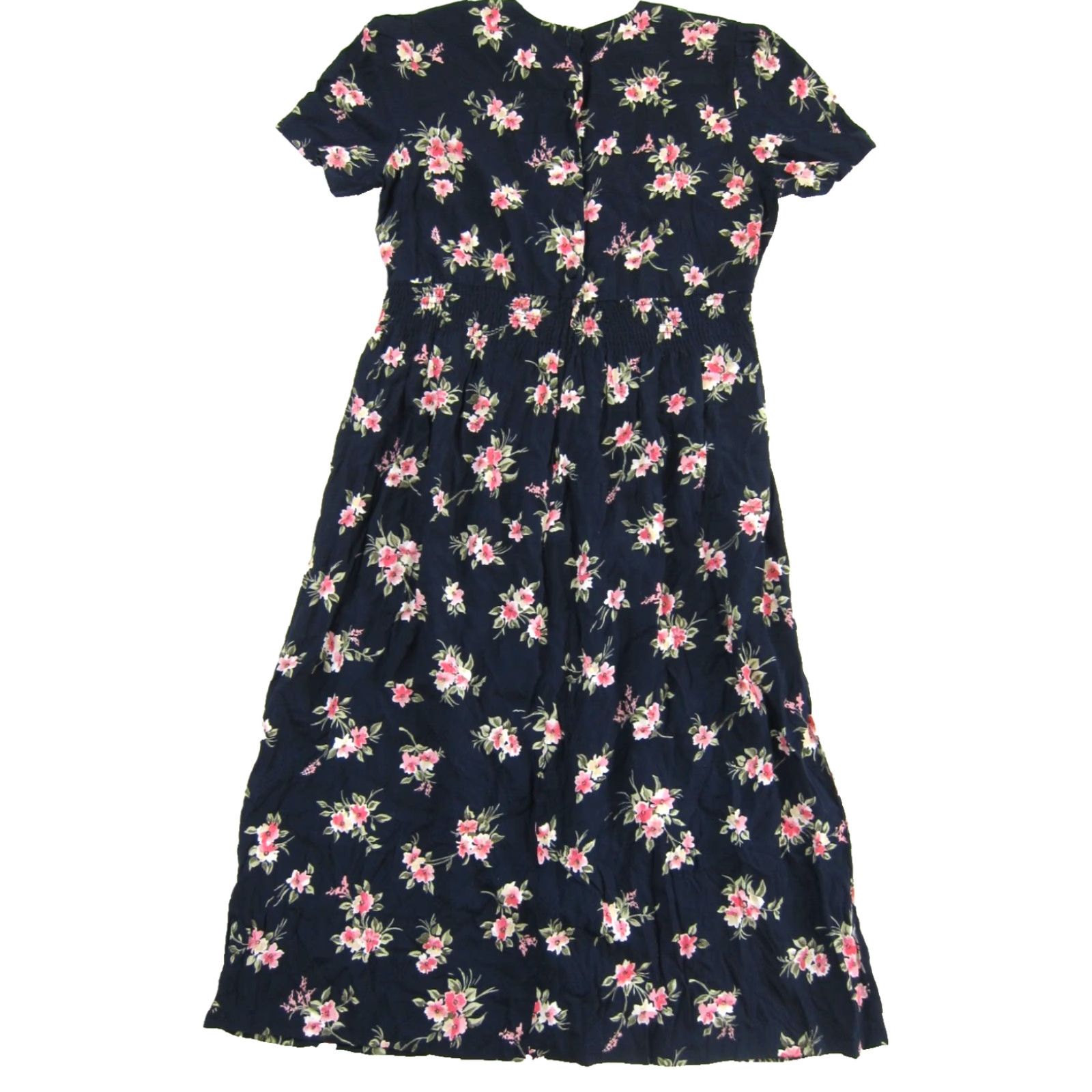 Worthington VINTAGE Worthington Dress Maxi Shirt Dress Short Sleeve Floral 12 Blue Rayon 52" hip Women's Dresses Size 34" / US 12 / IT 48 - 2 Thumbnail