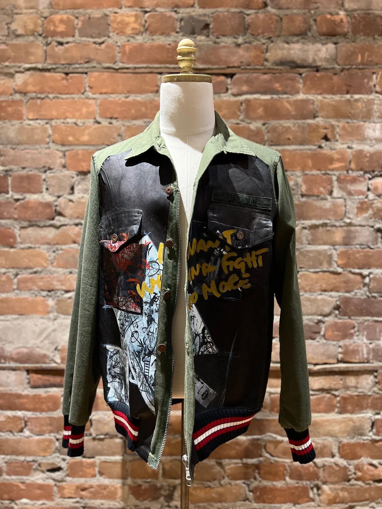 PIHAKAPI Pihakapi “Wanna Fight No More” Mixed-Leather & Wool Jacket Size US M / EU 48-50 / 2 - 8 Thumbnail
