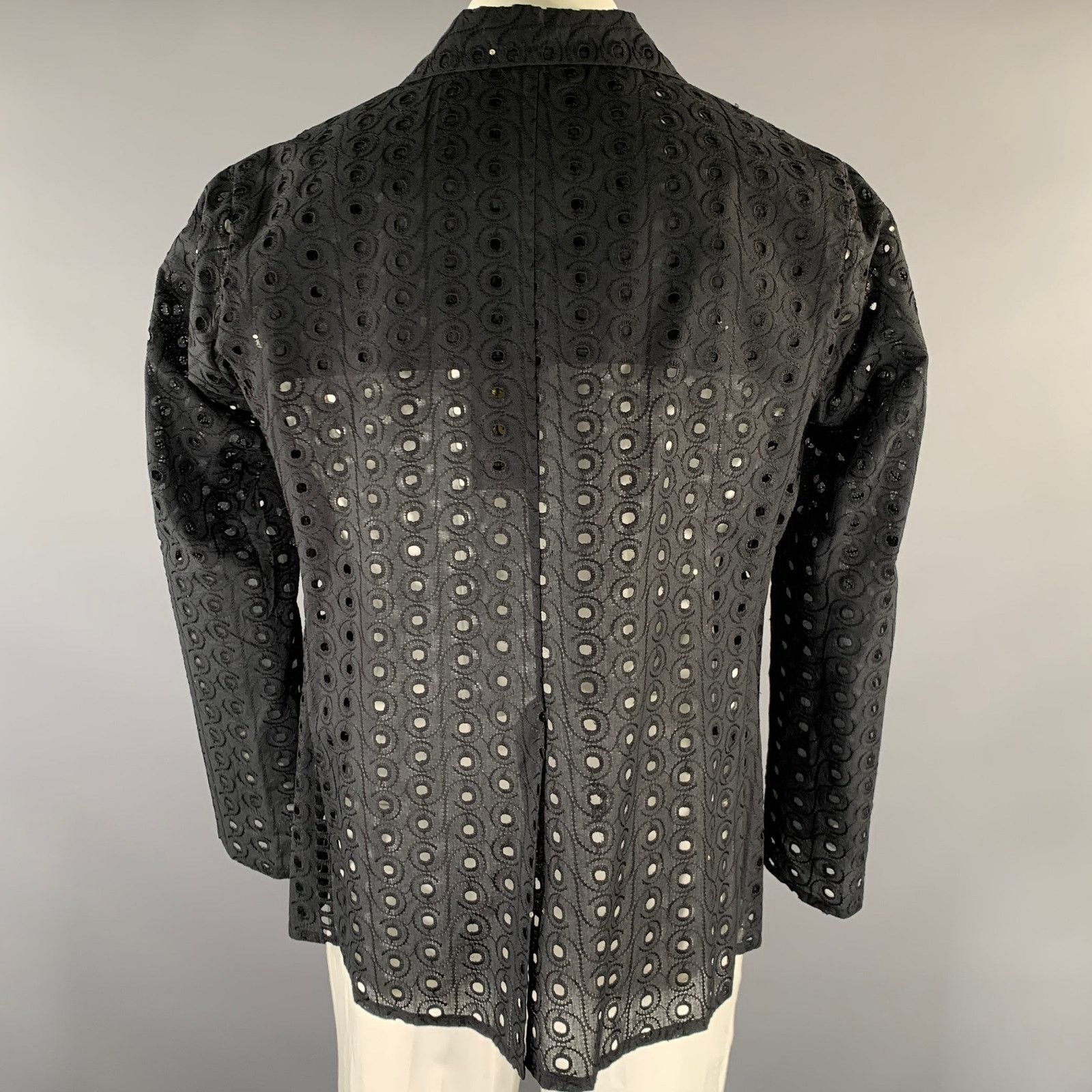 Other TOKYO JAMES Size L Black Holey Notch Lapel Sport Coat Size 46R - 4 Thumbnail