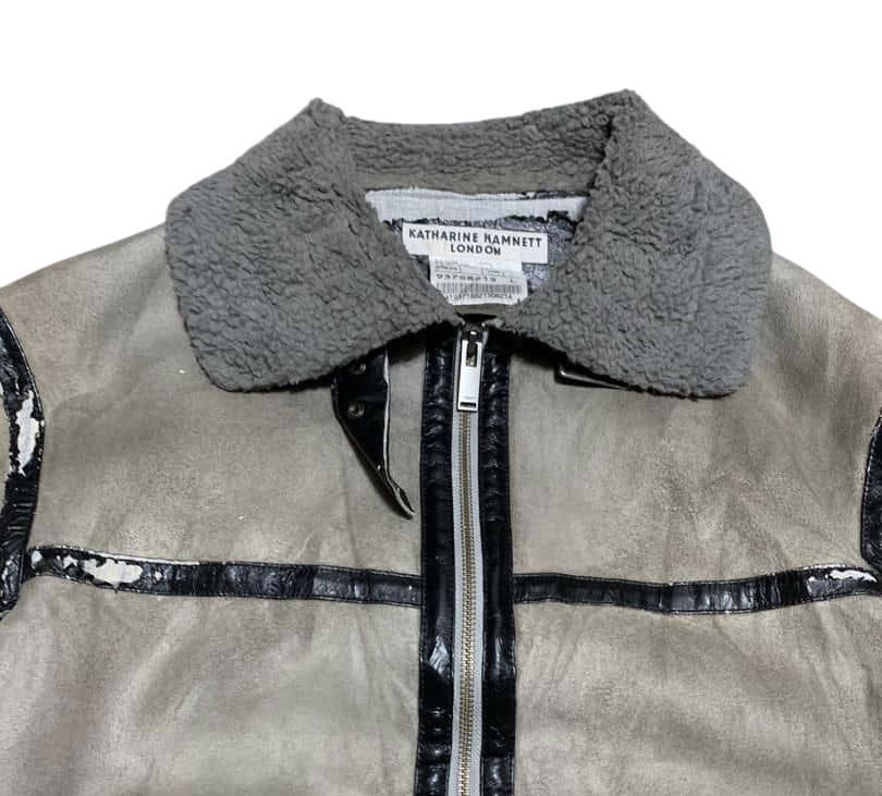 Katharine Hamnett London Vintage Katharine Hamnett London B3 Shearling Jacket Trashed Size US L / EU 52-54 / 3 - 9 Thumbnail