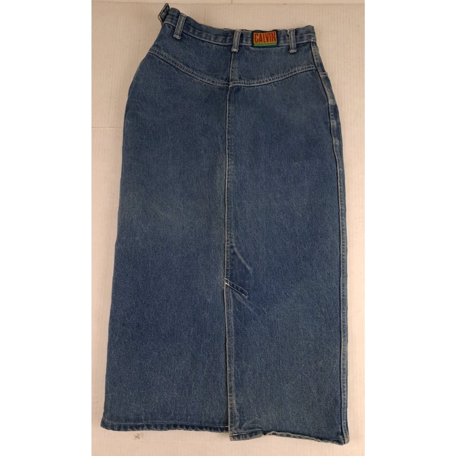 Calvin Klein VINTAGE Calvin Klein Skirt Women 32" Denim 90s Knee Length Flare Pockets Blue Regular 7/8 Size 28" / US 6 / IT 42 - 5 Thumbnail