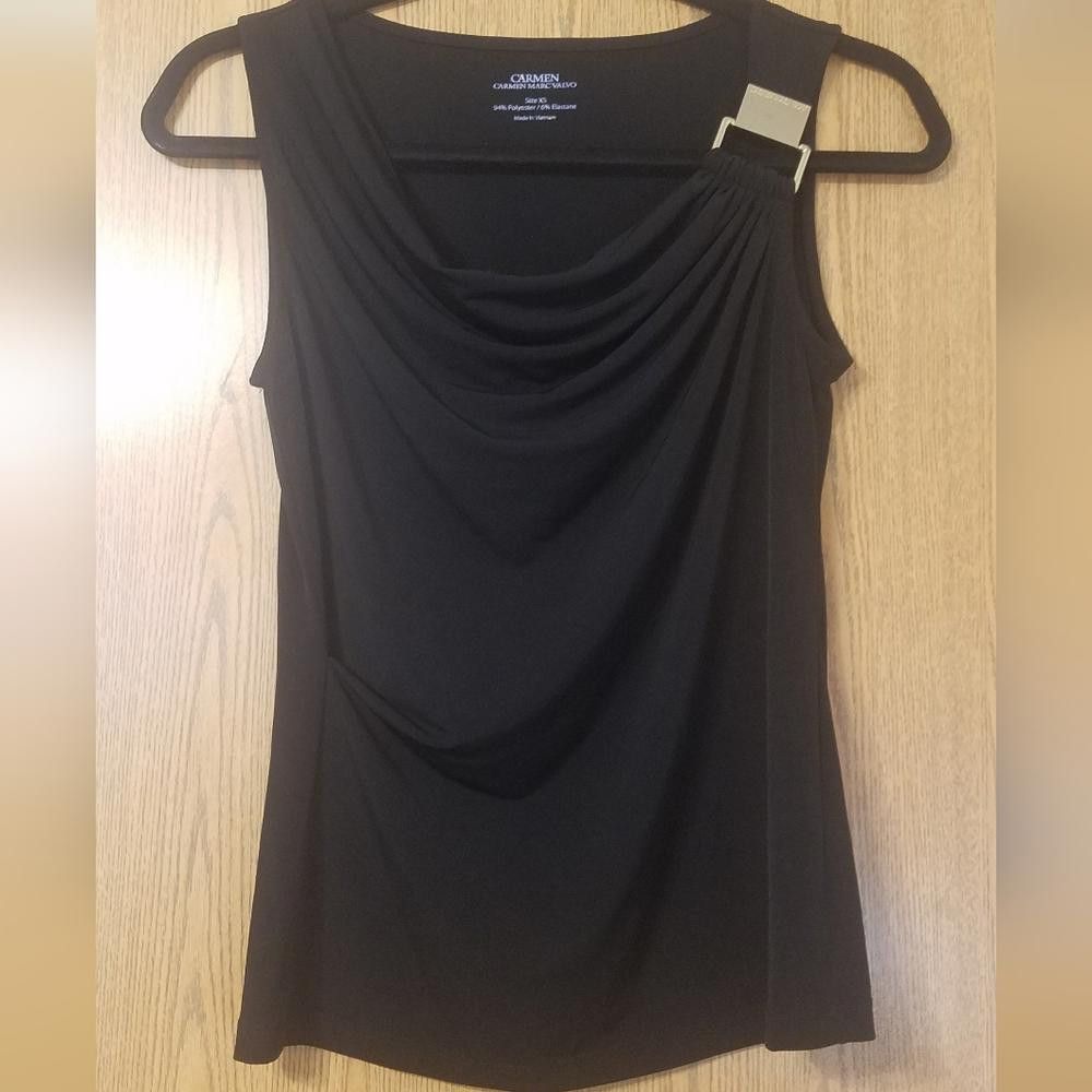 Designer Carmen Marc Valvo Black Sleeveless Blouse Size XS Size XS / US 0-2 / IT 36-38 - 1 Thumbnail