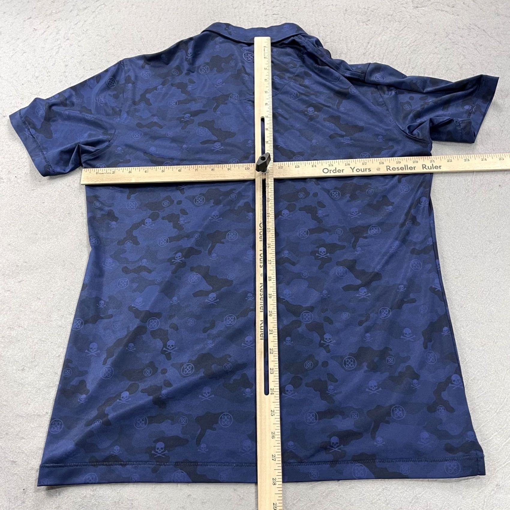 G/FORE G/Fore Polo Shirt Mens S Blue Camouflage Skull Logo Performance Golf Polo Shirt Size US S / EU 44-46 / 1 - 6 Thumbnail