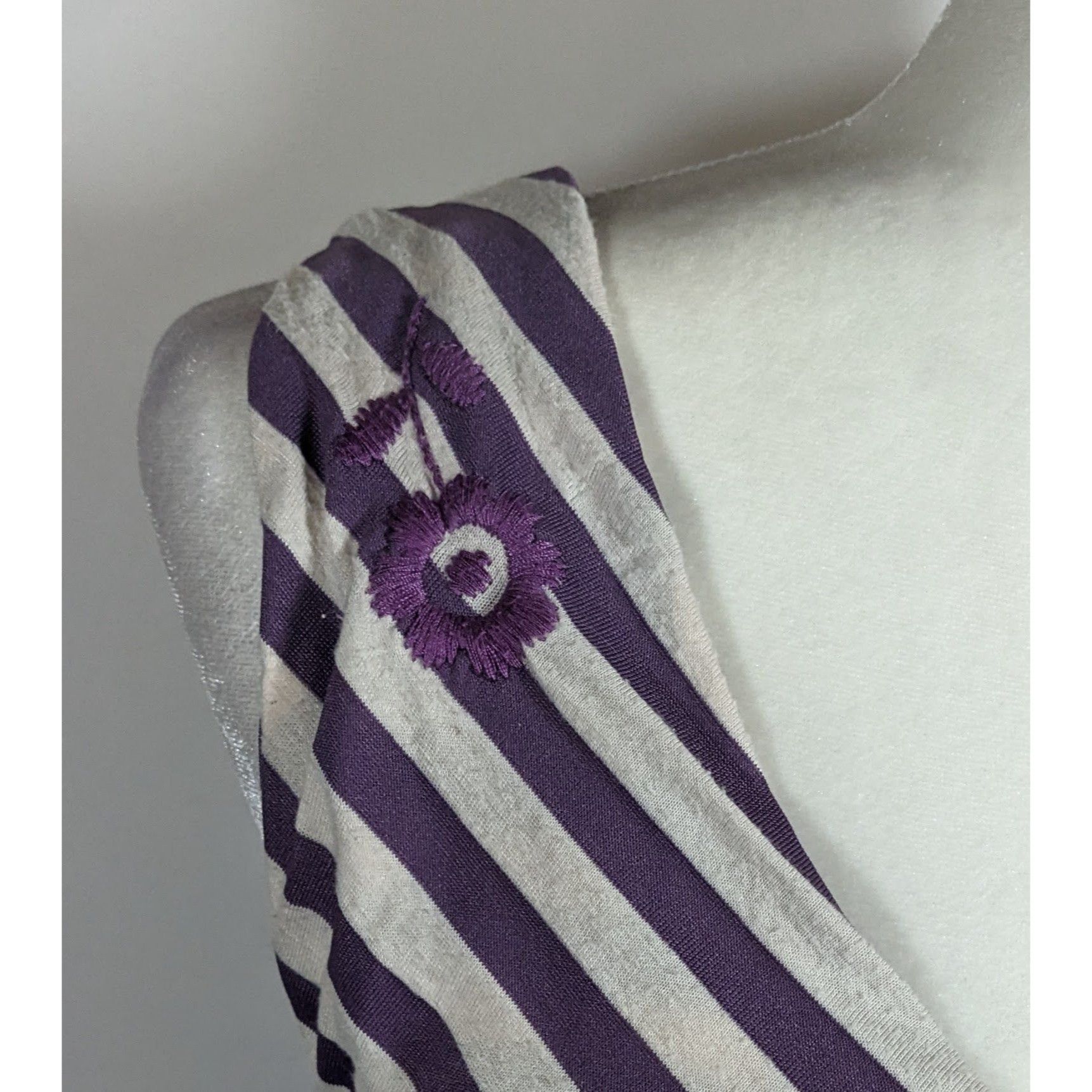 Other Knitted Dove Cottagecore Purple And White striped Dress With Size S / US 4 / IT 40 - 4 Thumbnail