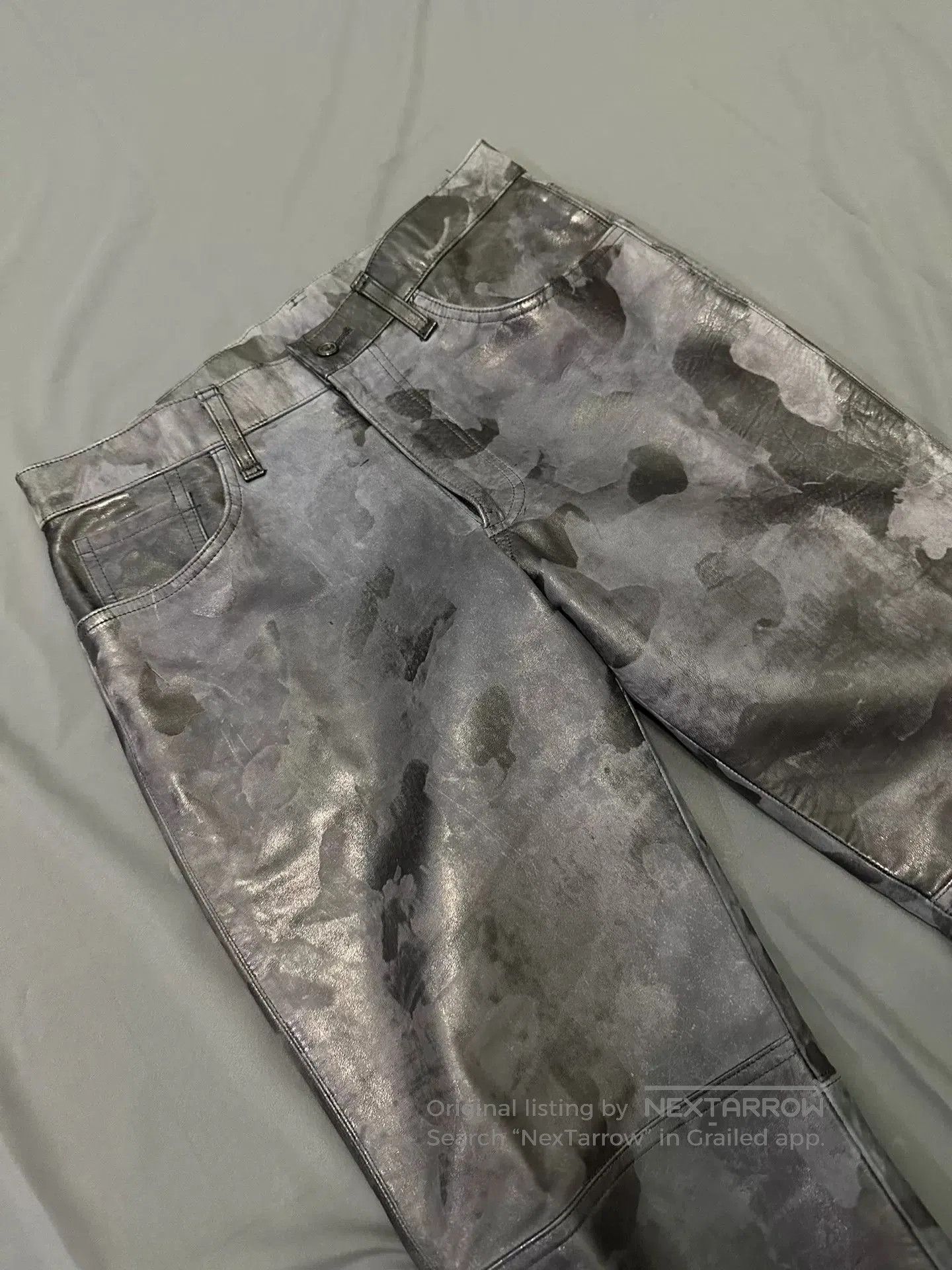 Vintage vintage 90s camouflage leather pants. Size US 32 / EU 48 - 4 Thumbnail