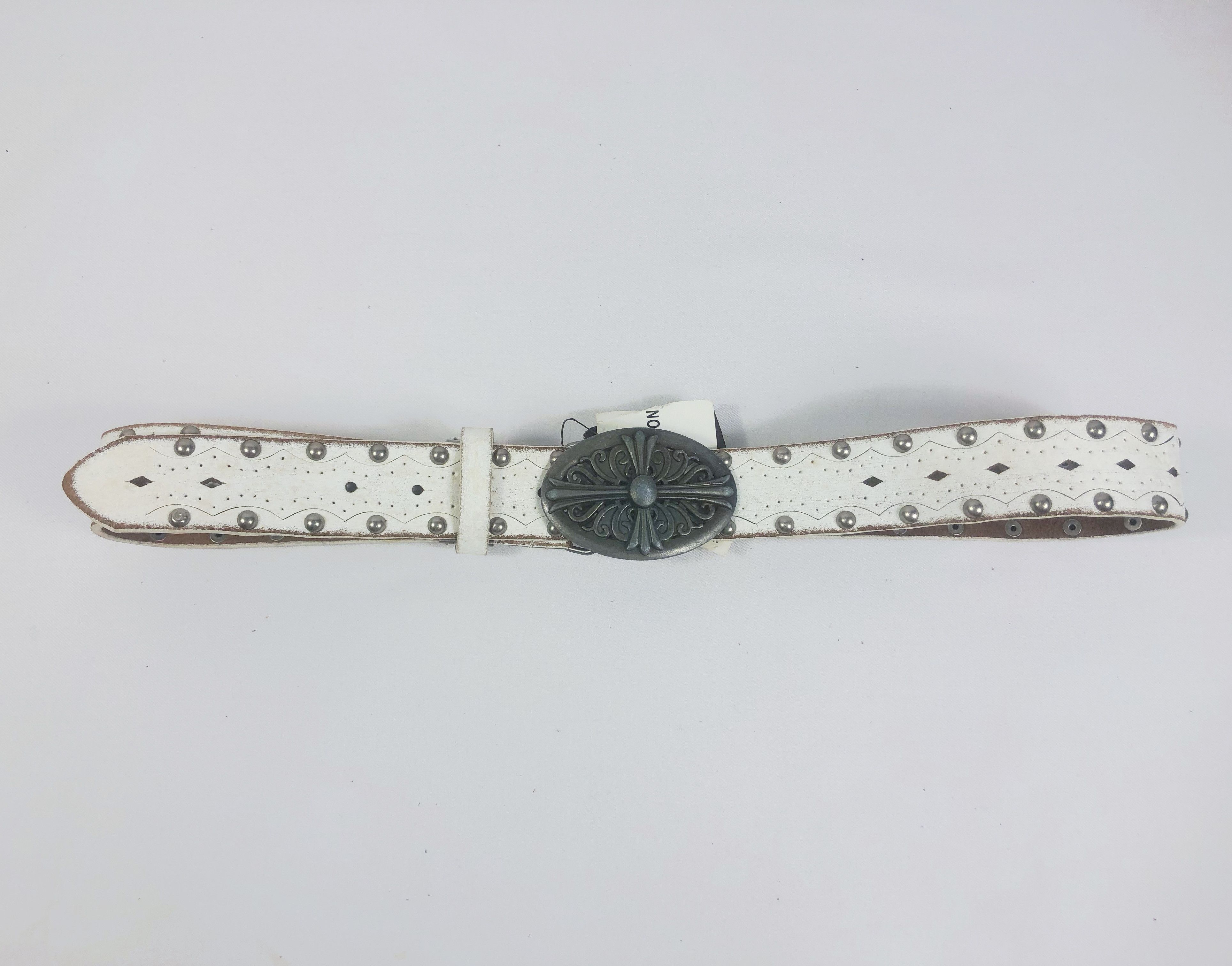 Japanese Brand Vintage NOS Power To The People Studded Punk Leather Belt Size ONE SIZE - 6 Thumbnail