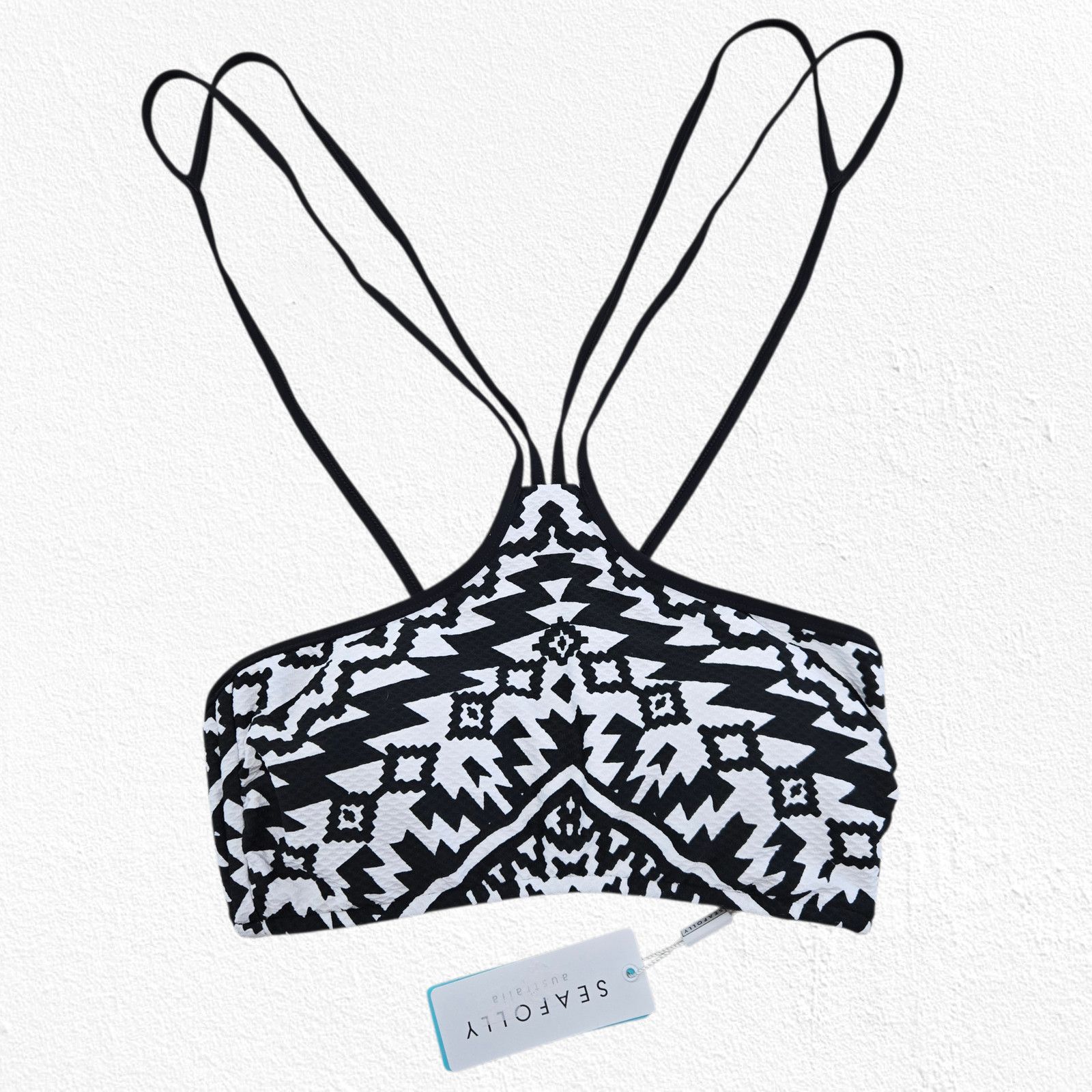 Other Black White Tribal Aztec Print Strappy Bikini Top Size 8 Size ONE SIZE - 1 Thumbnail