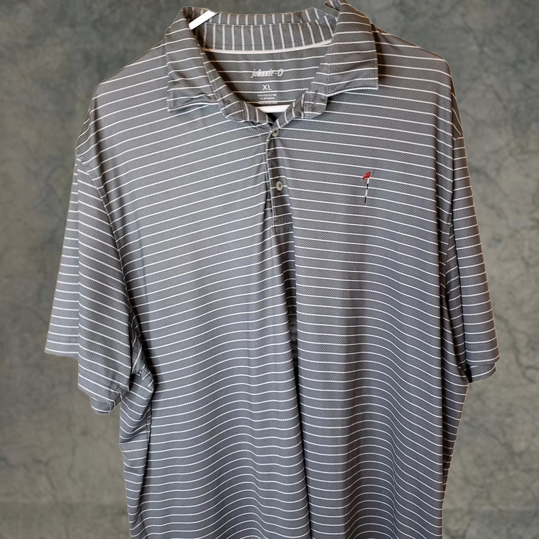 johnnie-O johnnie-O Dante Polo Golf Short Sleeve Shirt Gray White Stripes Men's XL Polo Shirt Size US XL / EU 56 / 4 - 1 Thumbnail