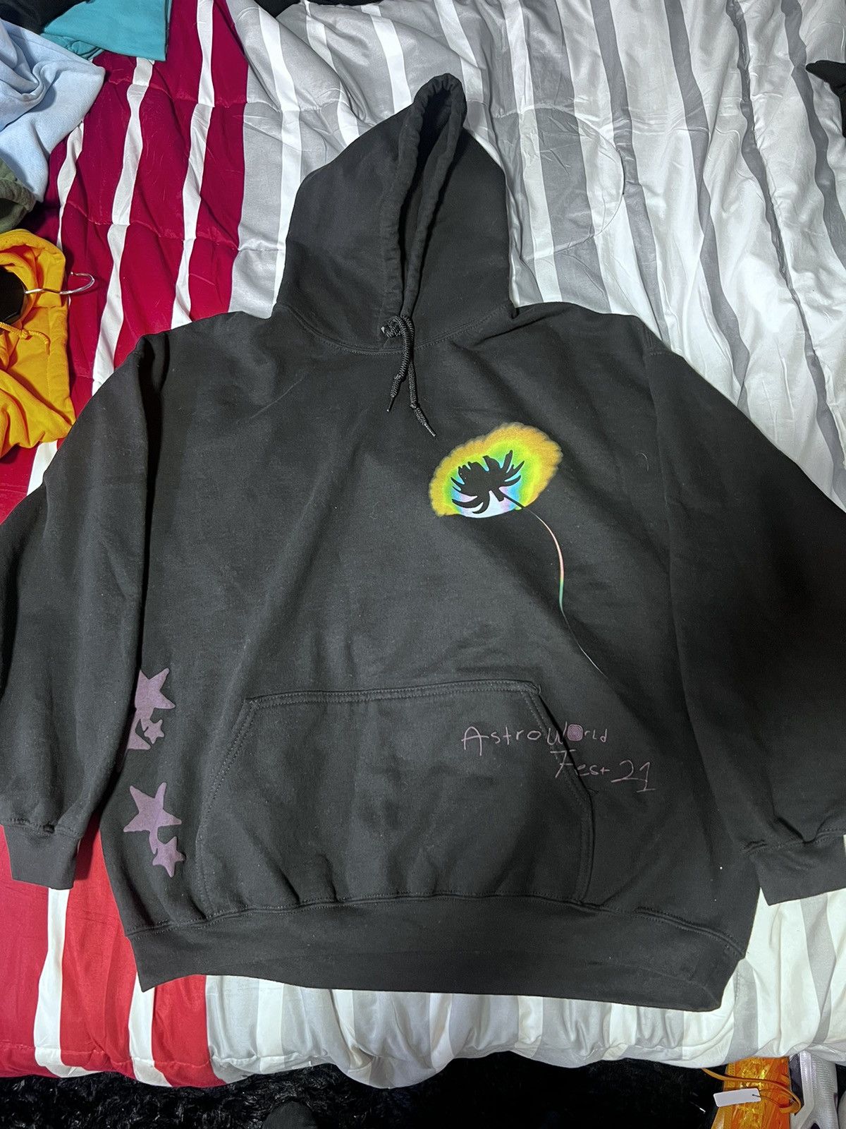 image of Travis Scott Astrofest 2021 Melted Face Hoodie in Black, Men's (Size XL)
