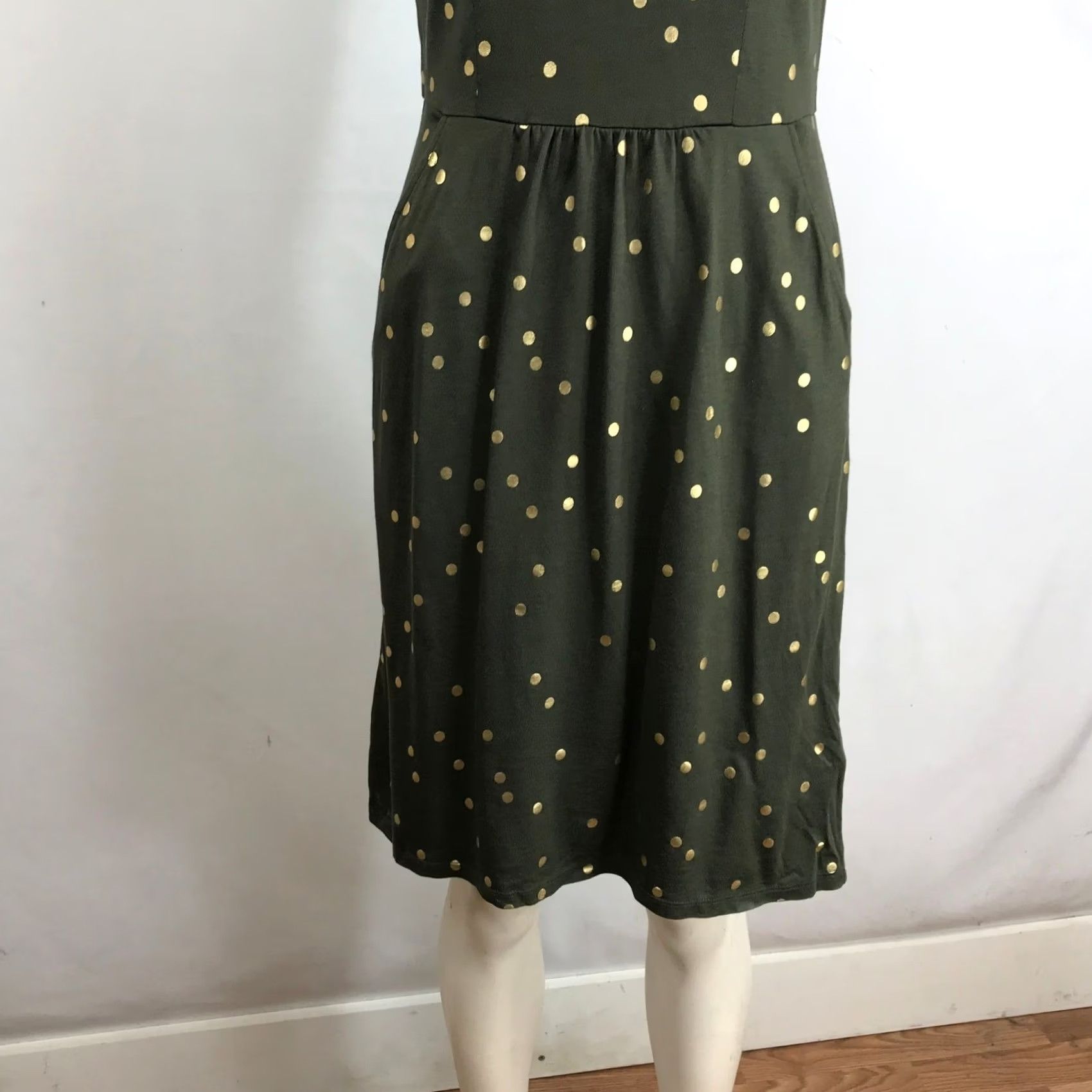 Boden Boden Polka Dot V Neck Sleeveless Dress Size 4 Gold Green Size S / US 4 / IT 40 - 3 Thumbnail