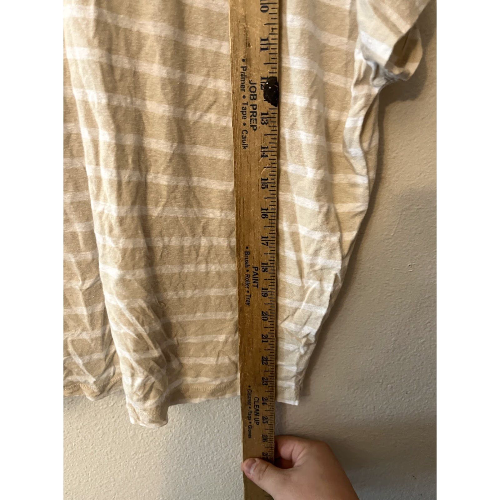 Lands' End Lands' End Women's Polo Shirt Beige Striped V-Neck Short Sleeve Linen Blend Size Large Top Casual Size L / US 10 / IT 46 - 4 Thumbnail