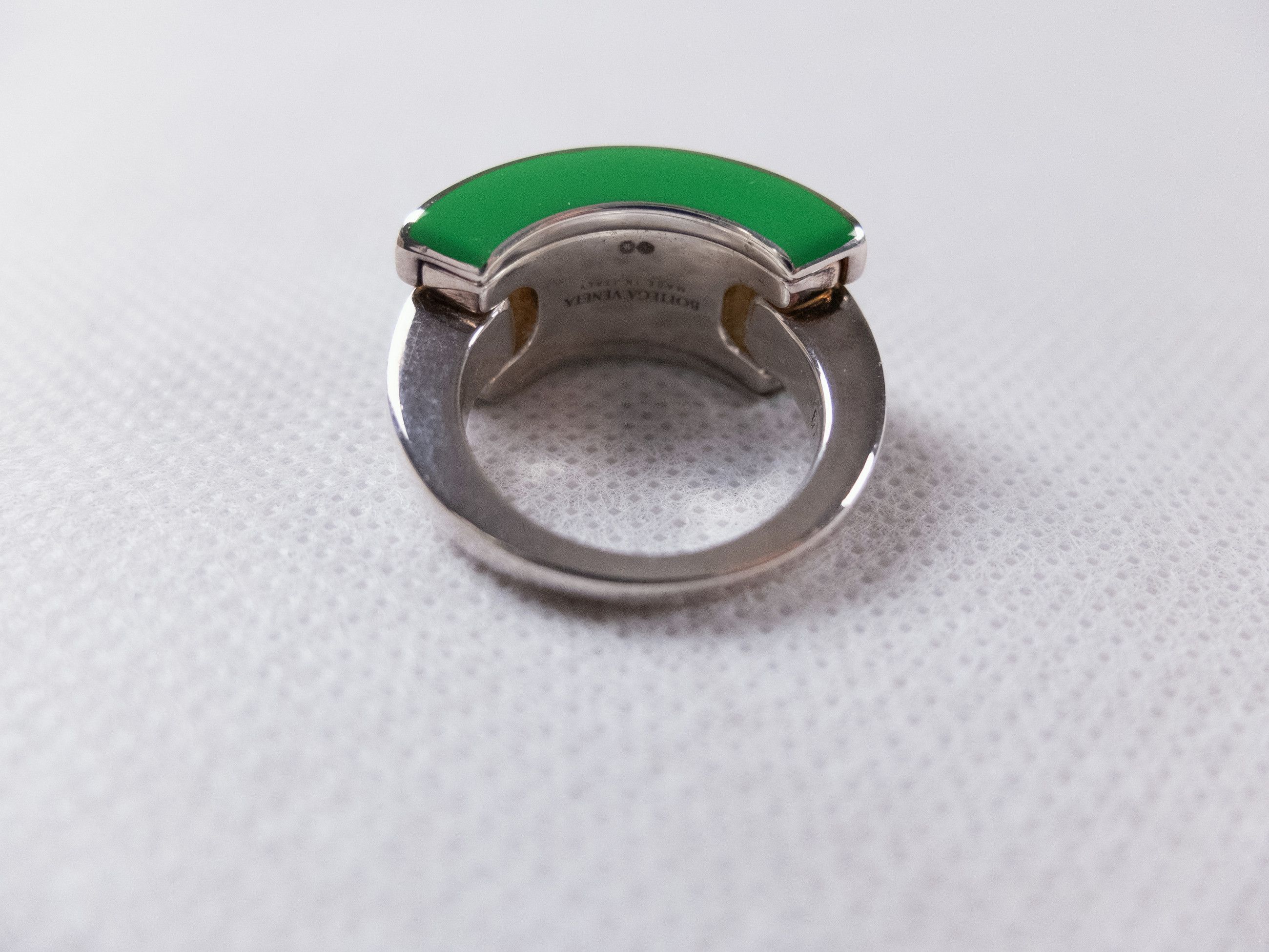 Bottega Veneta BOTTEGA VENETA ID green Sterling silver chunky ring 9 19 q Size ONE SIZE - 5 Thumbnail