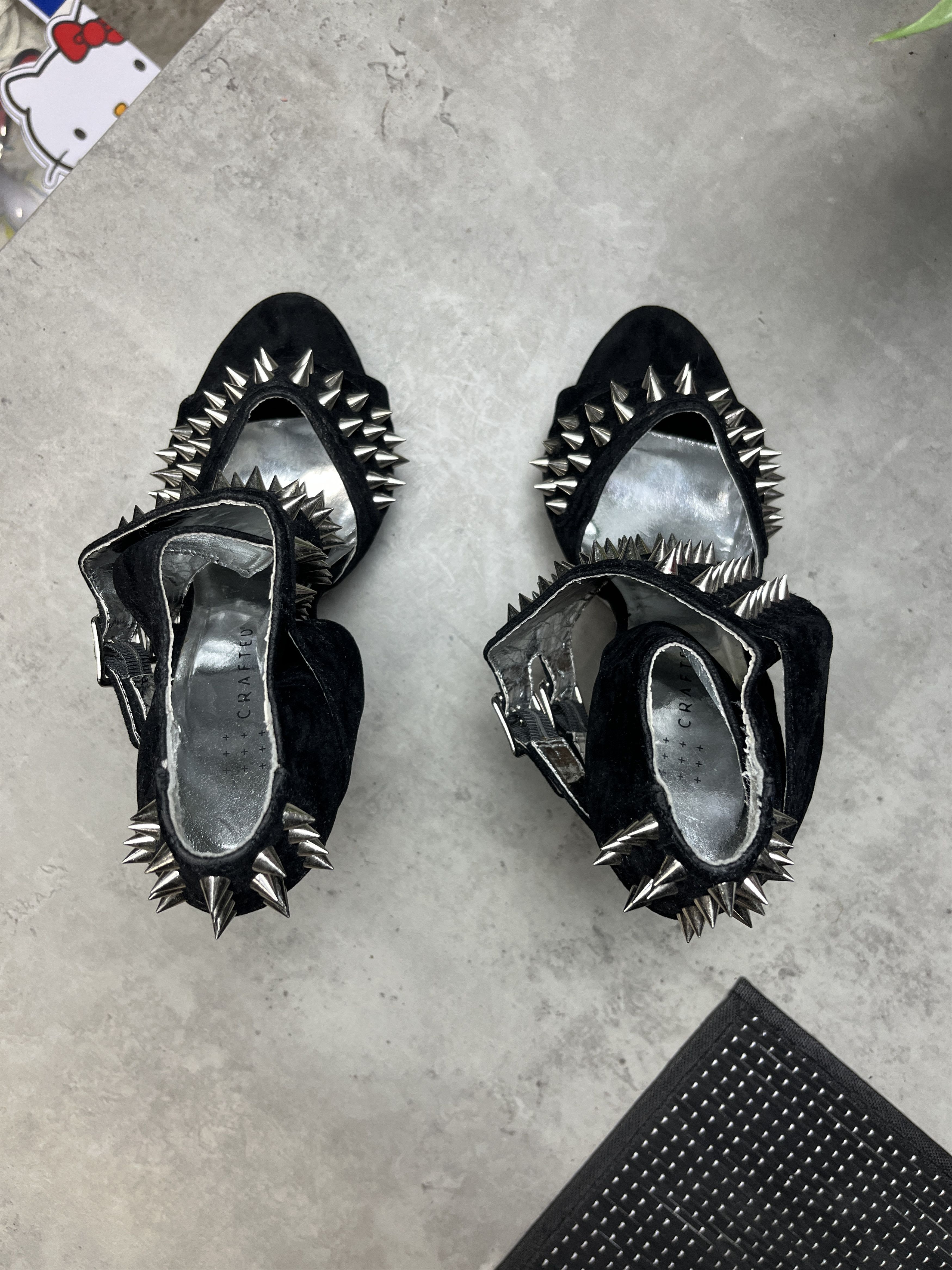 Other 2000s SPIKED SUEDE PLATFORM PEEP TOE HEELS - 5114 Size US 7.5 / IT 37.5 - 5 Thumbnail