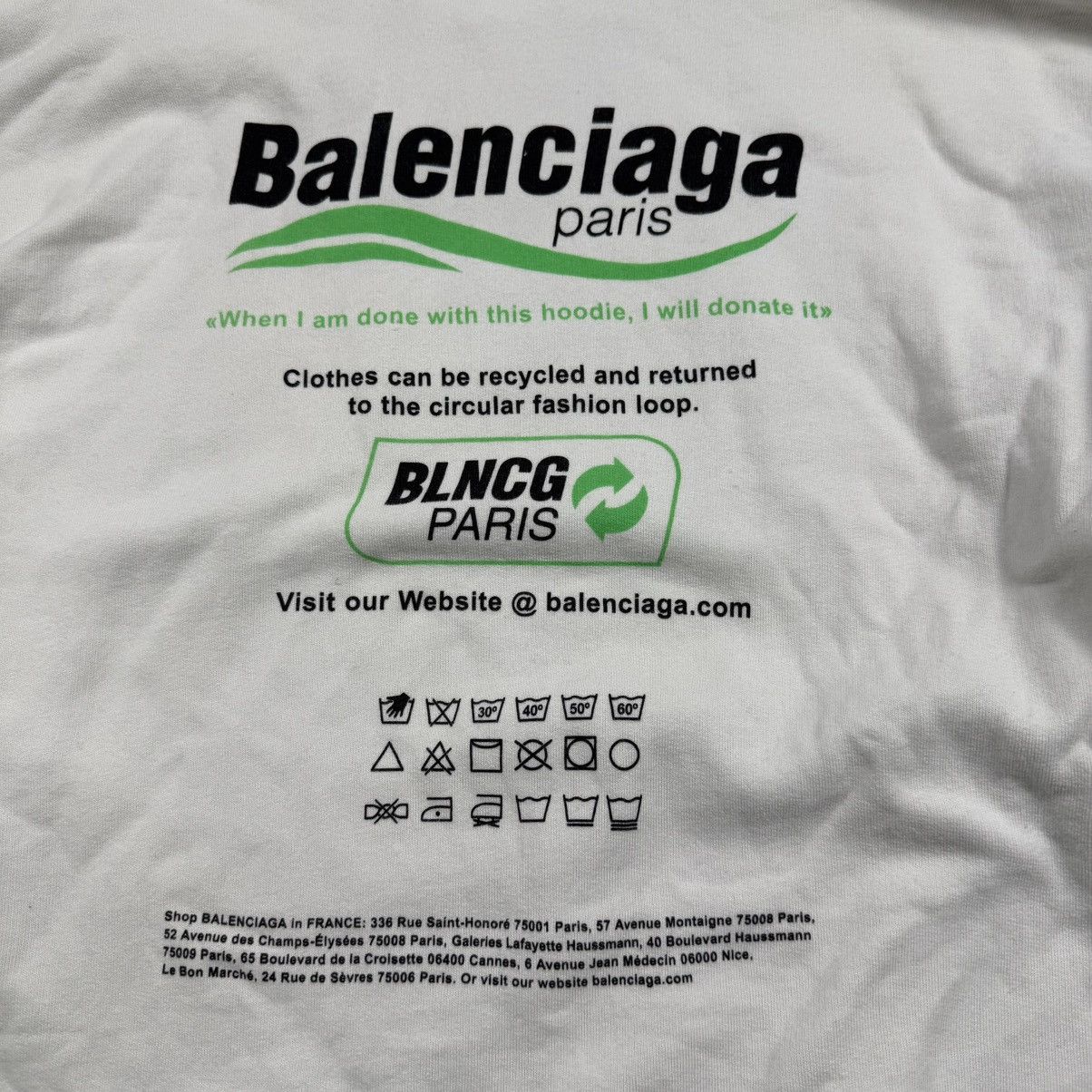 Balenciaga Balenciaga ‘Recycling’ White Pullover Hoodie Size US XL / EU 56 / 4 - 5 Thumbnail