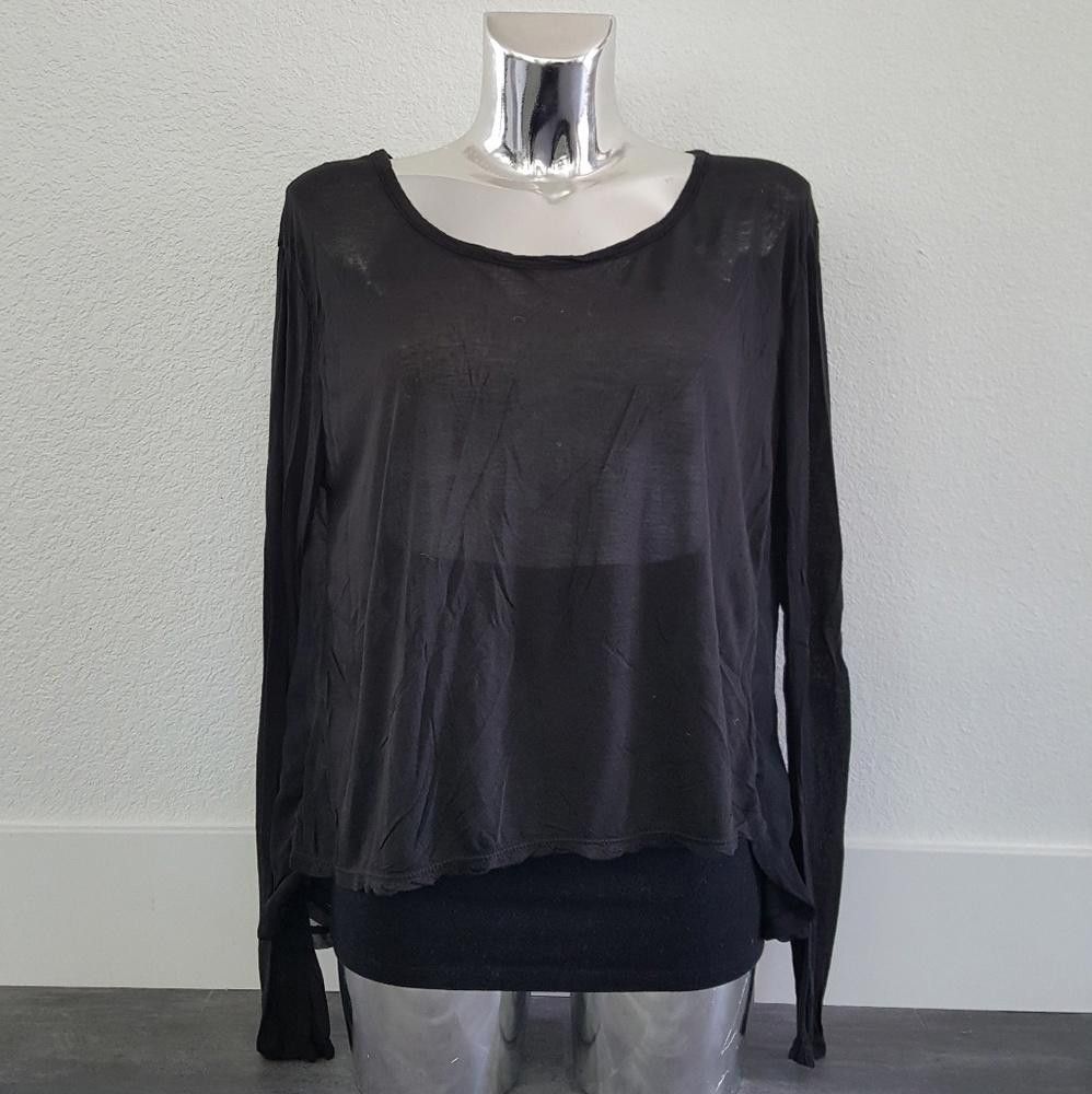 Designer Black Semi Sheer Melville Long Sleeve Size ONE SIZE - 1 Thumbnail