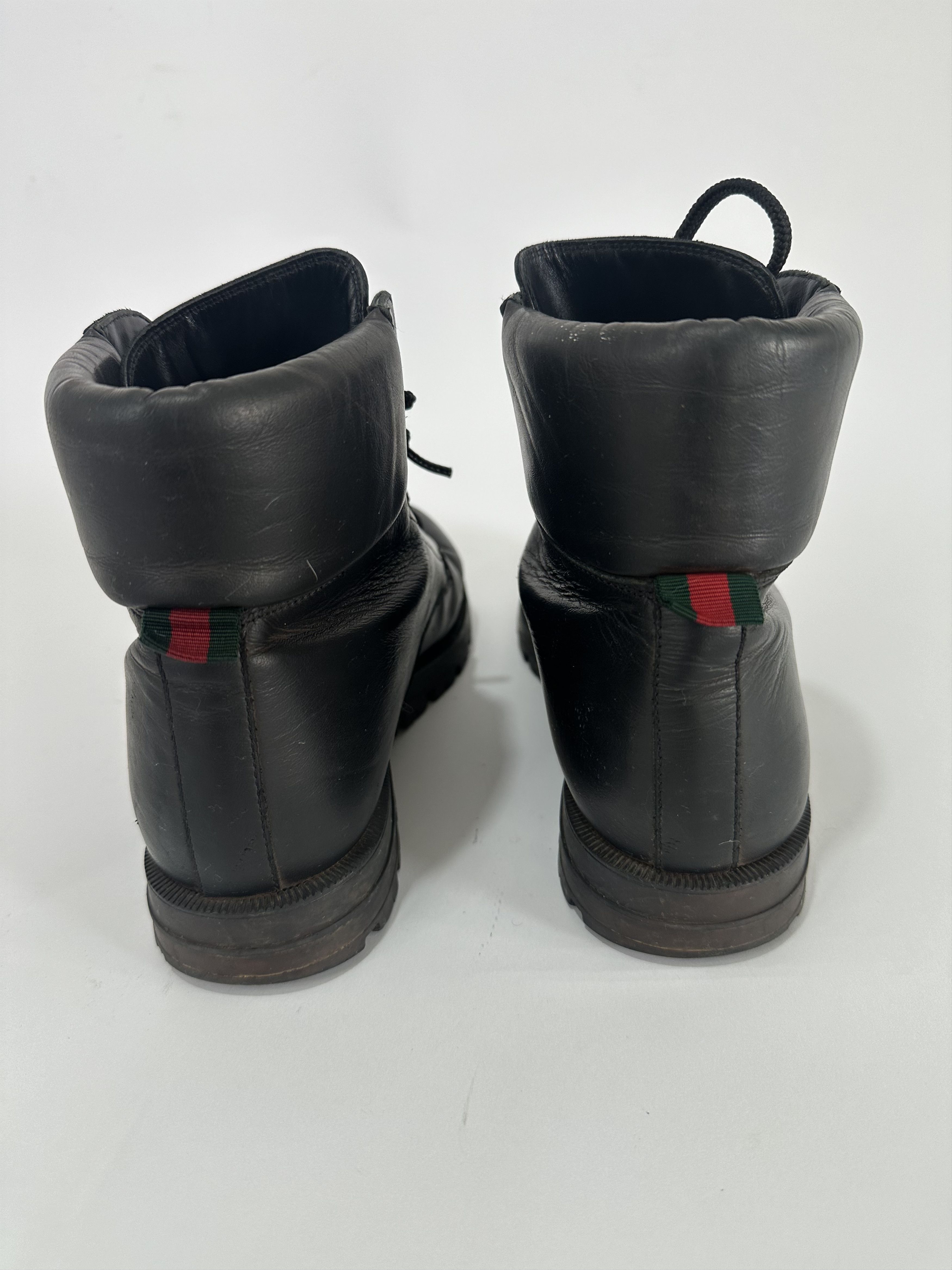 GUCCI Web Accent Leather Combat Boots Size: 6 UK US9, IT39
