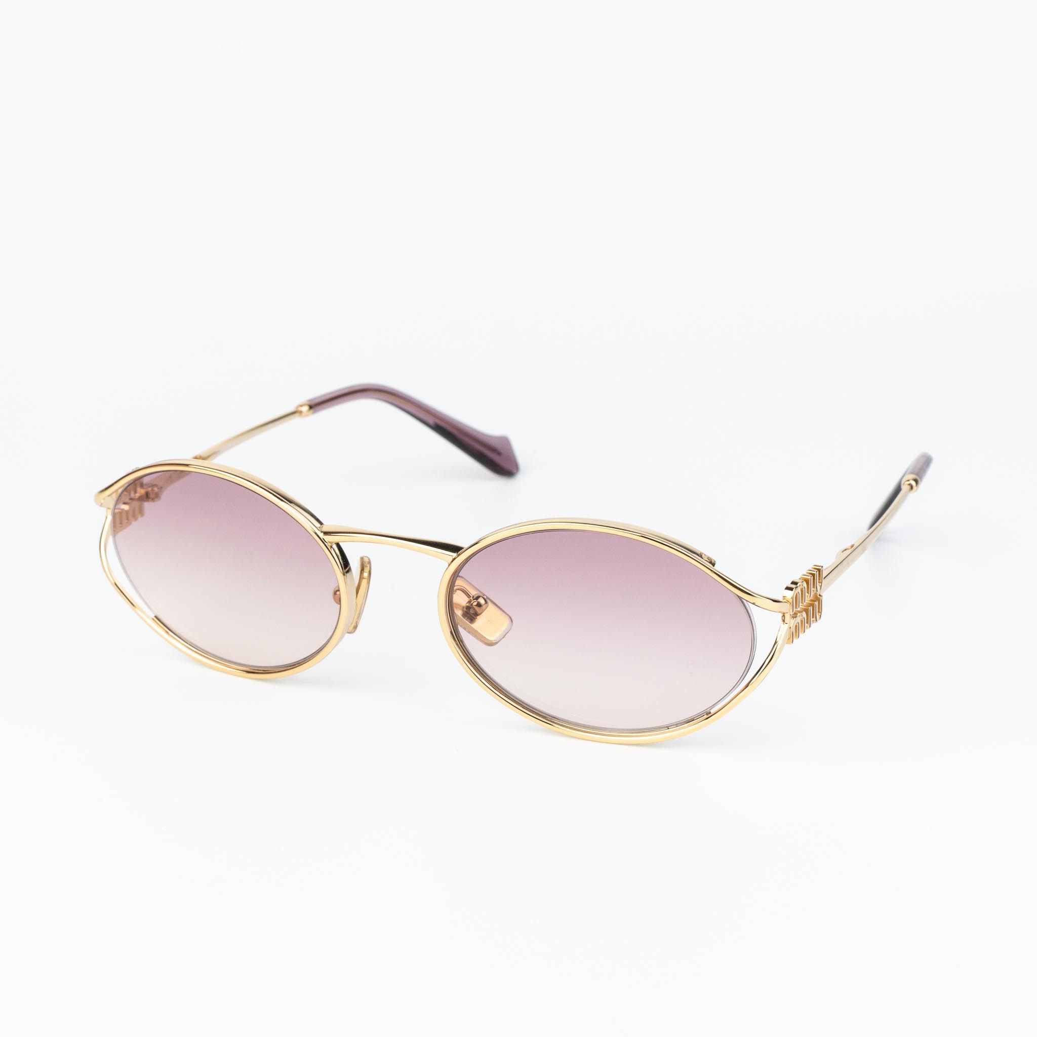 Miu Miu NEW Miu Miu MU52YS 5AK06S LOGO Oval Unisex Sunglasses Size ONE SIZE - 4 Thumbnail
