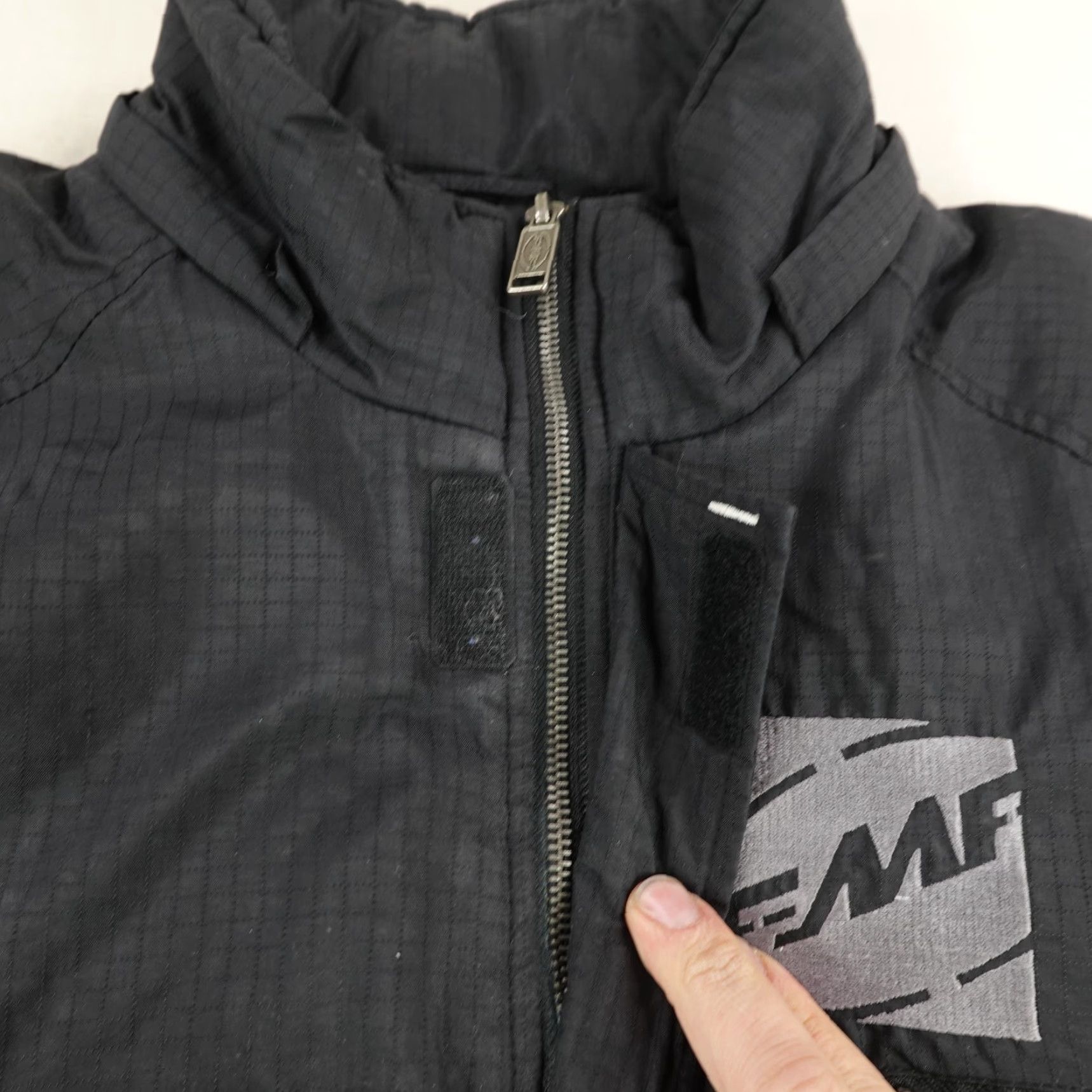 Vintage FMF Jacket Mens Medium Quilted Lined Racing Riding Polyester Black Zip Pockets Stand-Up Collar 1990s Biker Gift Size US M / EU 48-50 / 2 - 7 Thumbnail