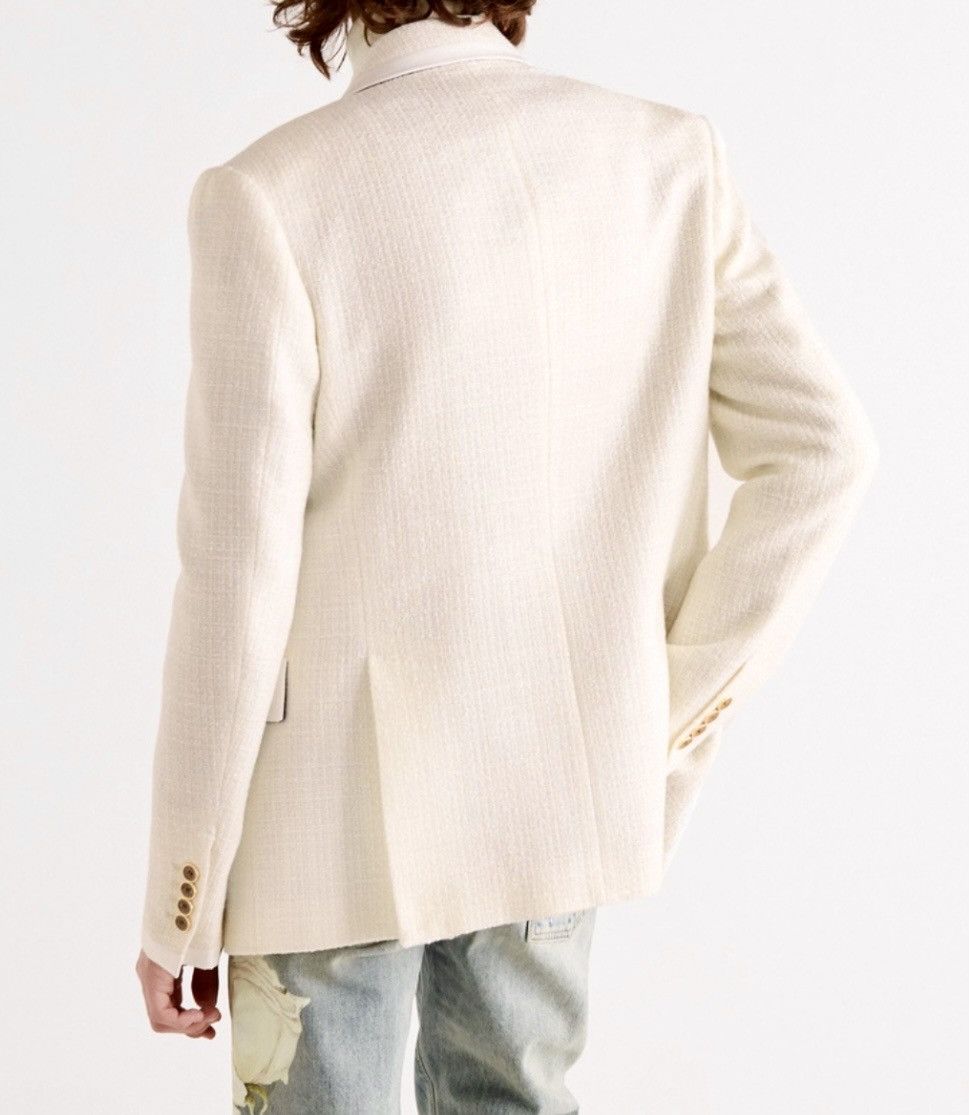 Amiri AMIRI Double-Breasted Silk Twill Wool Bouclé Blazer Size 50L Size 50L - 3 Thumbnail