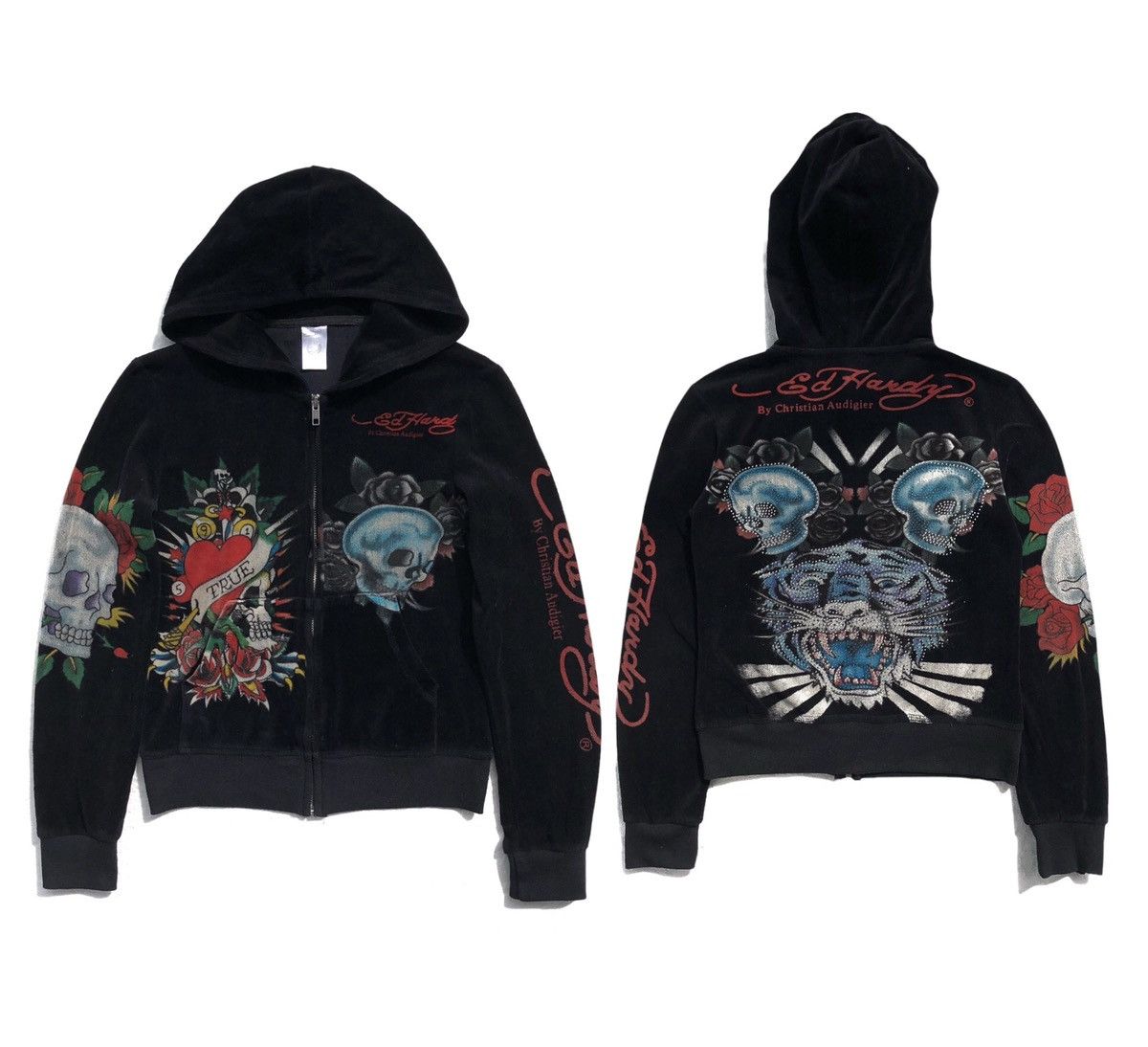 Ed Hardy Ed Hardy By Christian Audigier Velvet Zip Hoodie Jacket Size S / US 4 / IT 40 - 2 Thumbnail