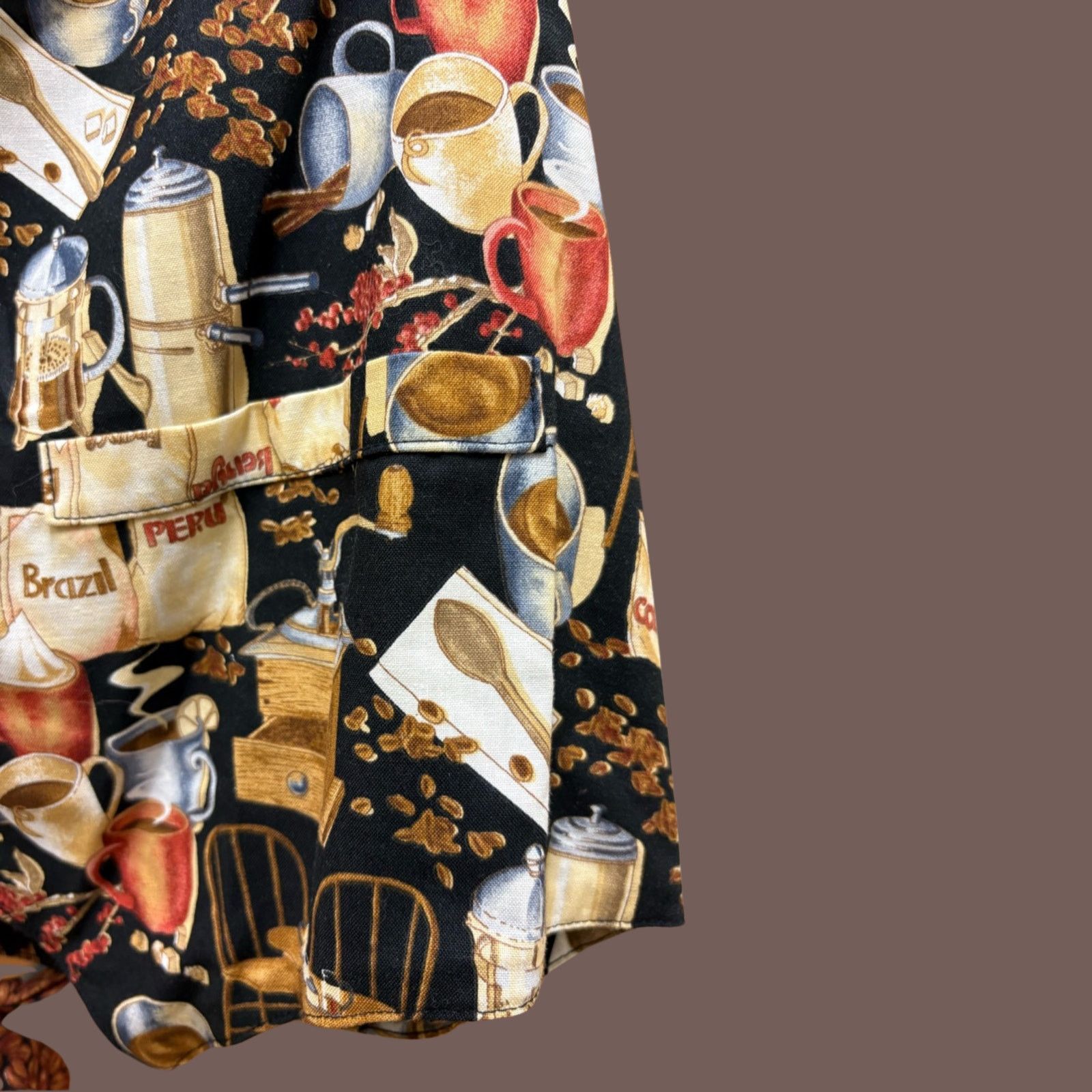 Handmade VTG Novelty Vest | Coffee Print Black XL 90s Unisex Altwear Size US M / EU 48-50 / 2 - 3 Thumbnail