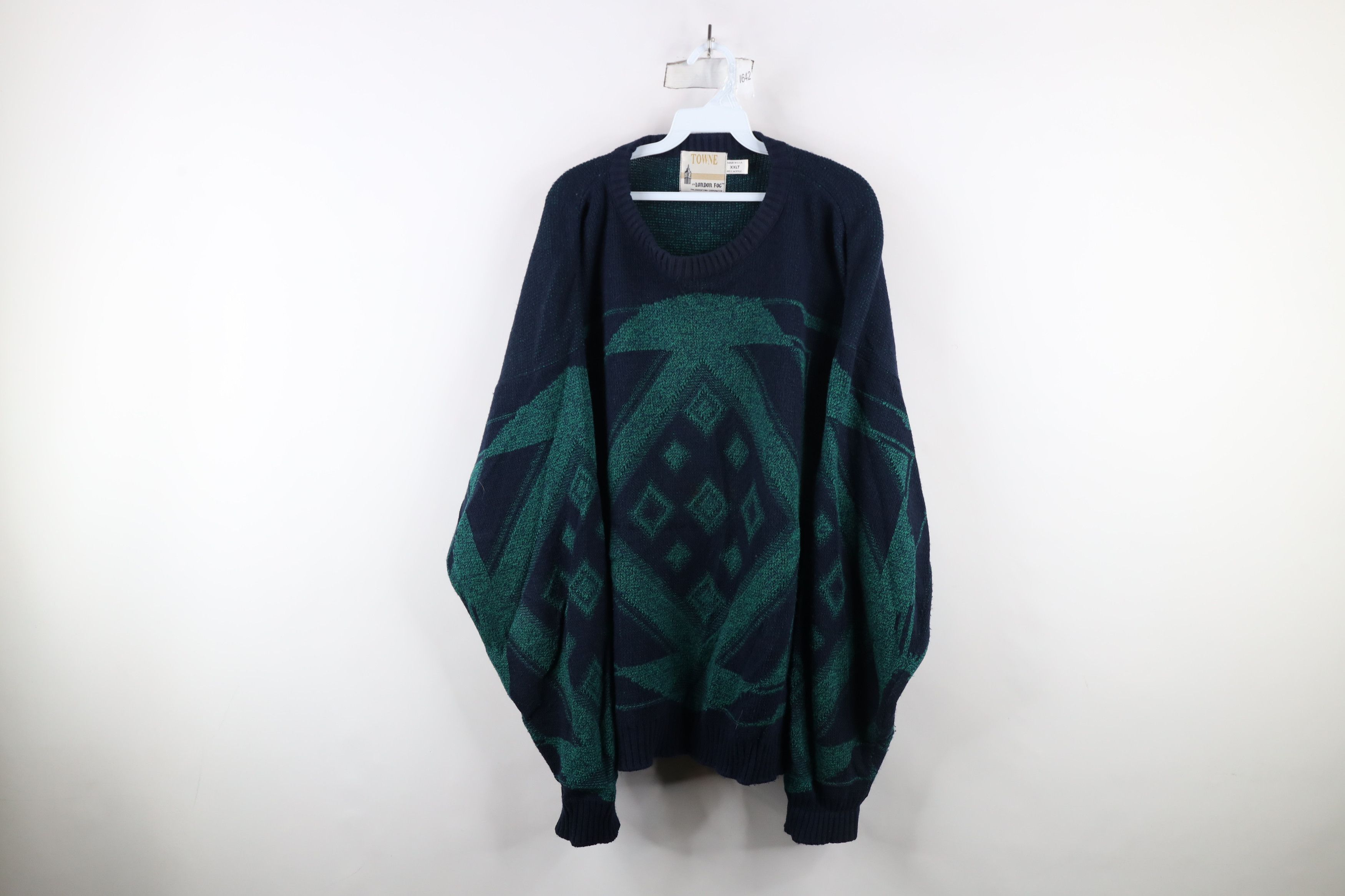 Vintage Vintage 90s Streetwear Geometric Knit Grandpa Sweater USA Size US XXL / EU 58 / 5 - 1 Thumbnail