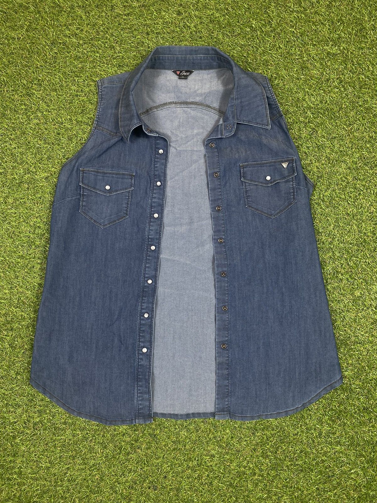 Guess Vintage 90s Guess denim vest jeans Japanese style size XL Size XL / US 12-14 / IT 48-50 - 3 Thumbnail
