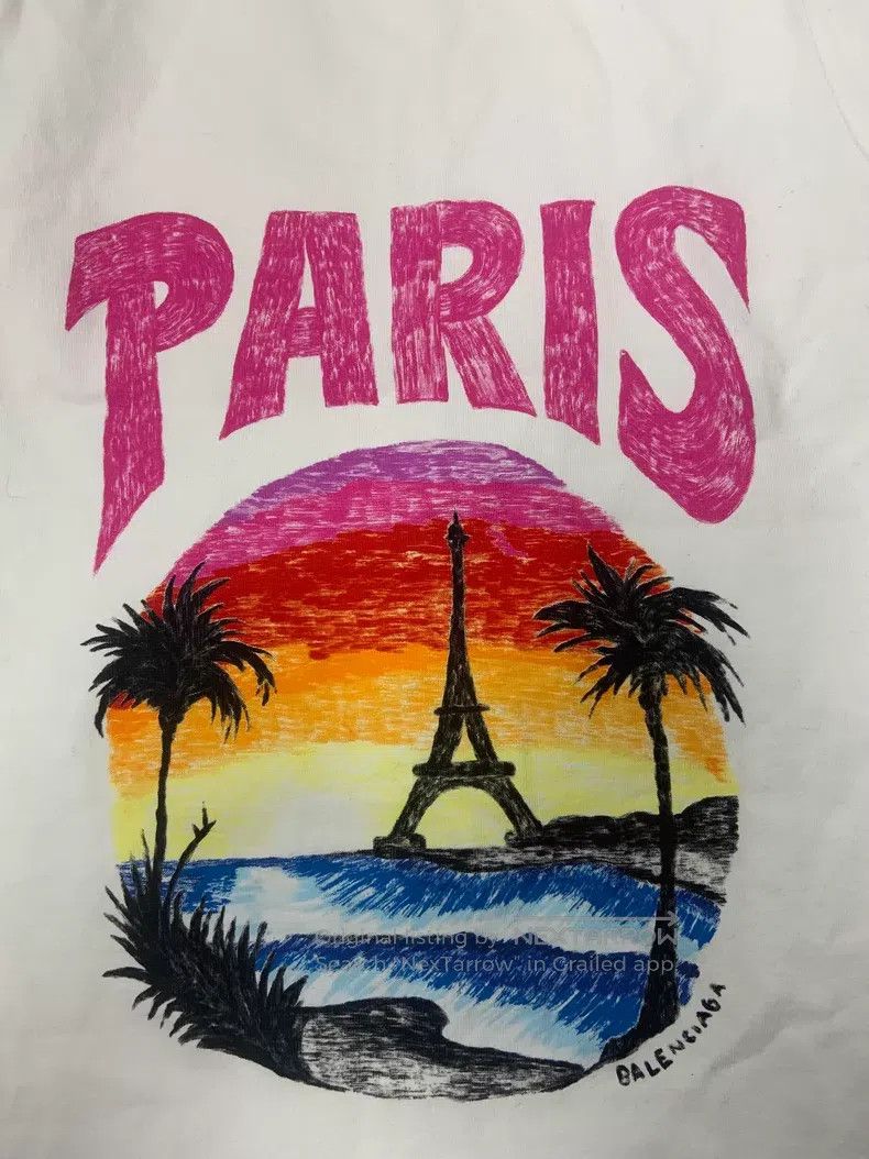 Balenciaga Balenciaga Hand-Drawn Letter Beach Pattern Print T-Shirt B Size US XS / EU 42 / 0 - 3 Thumbnail