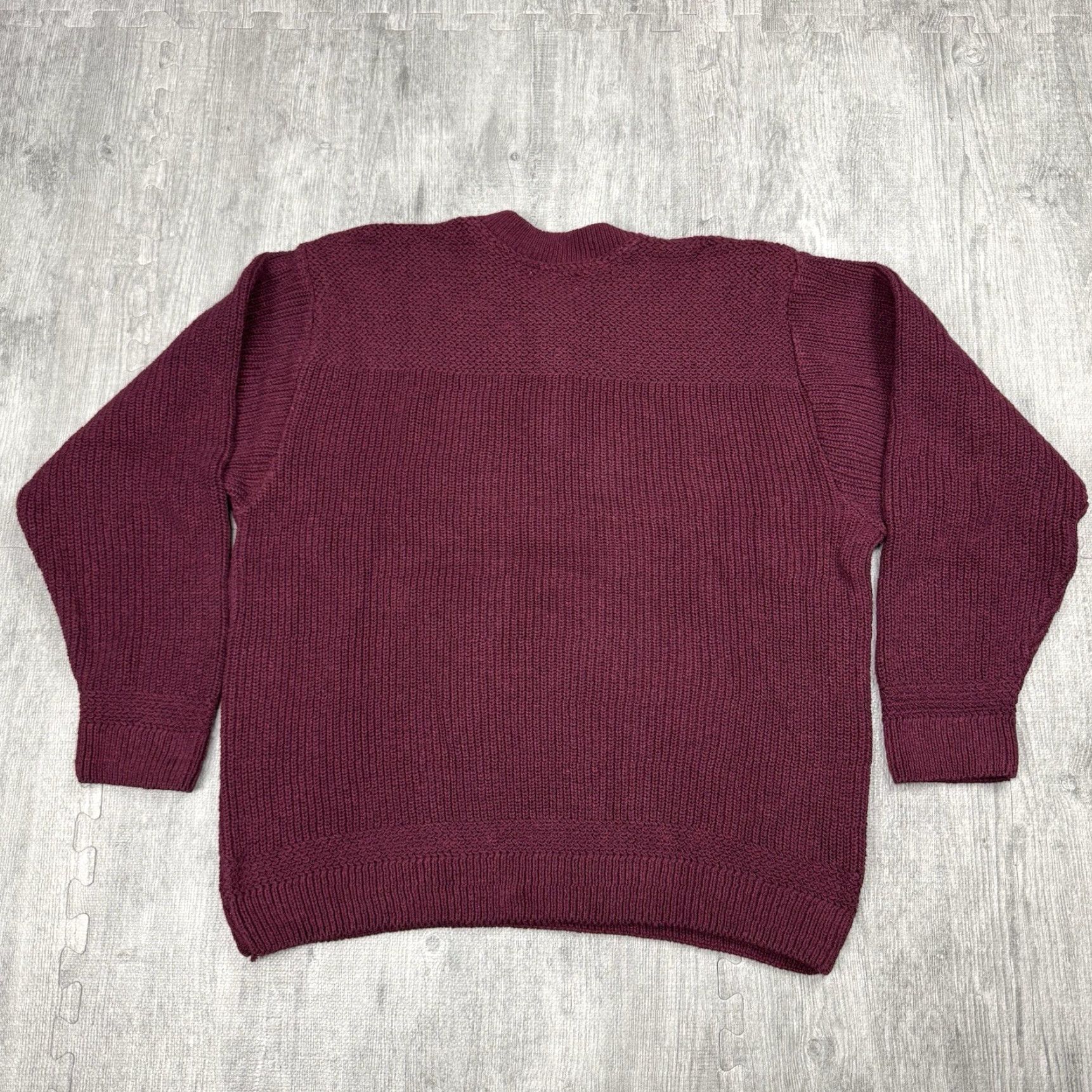 Vintage VINTAGE L.L. BEAN 90s Sweater Mens L Maroon Heavyweight Cable-Knit Henley USA Made Preppy Size US L / EU 52-54 / 3 - 4 Thumbnail