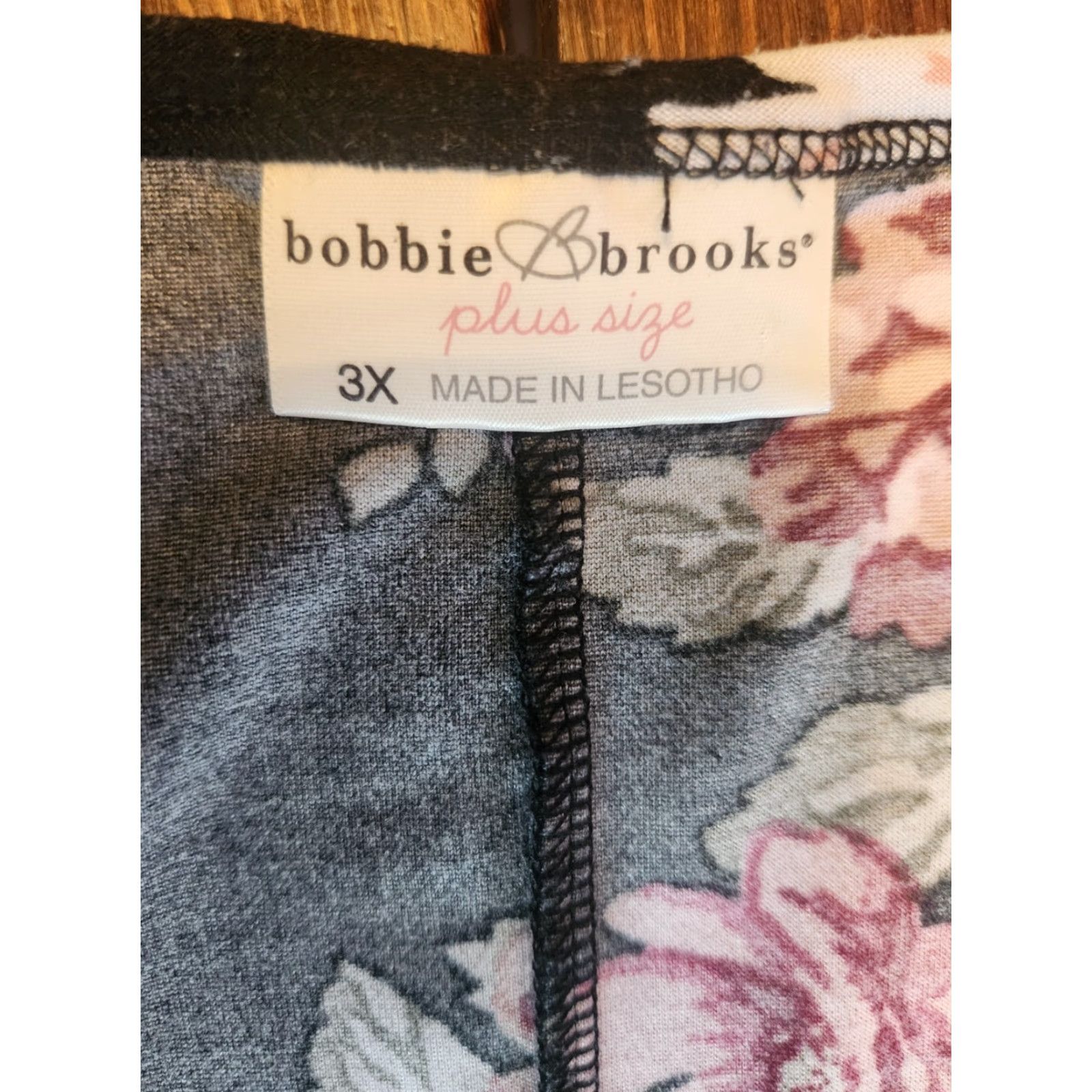 Vintage Bobbie Brooks Black Floral Print Keyhole Trim Casual Top Shirt 3X Plus Size XXL / US 16-18 / IT 52-54 - 6 Thumbnail