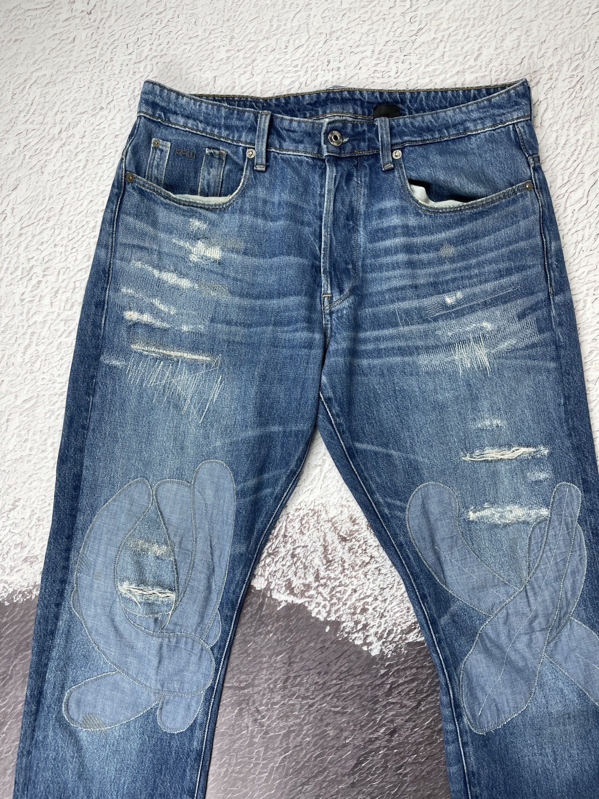 G-Star G-Star Raw Straight Tapered distressed denim jeans pants Size US 32 / EU 48 - 6 Thumbnail