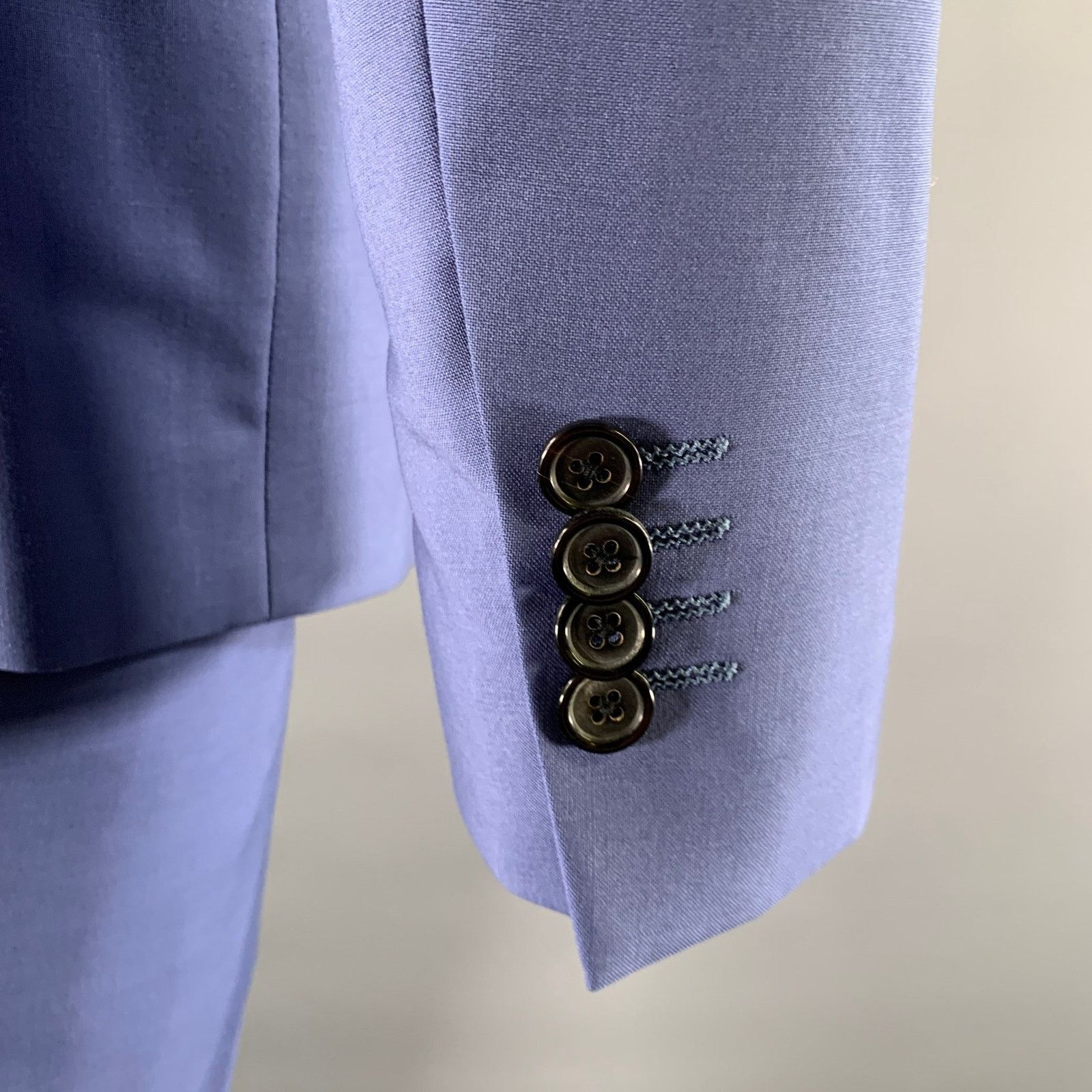 Paul Smith PAUL SMITH 38R Blue Periwinkle Wool Mohair Notch Lapel Suit Size 38R - 4 Thumbnail